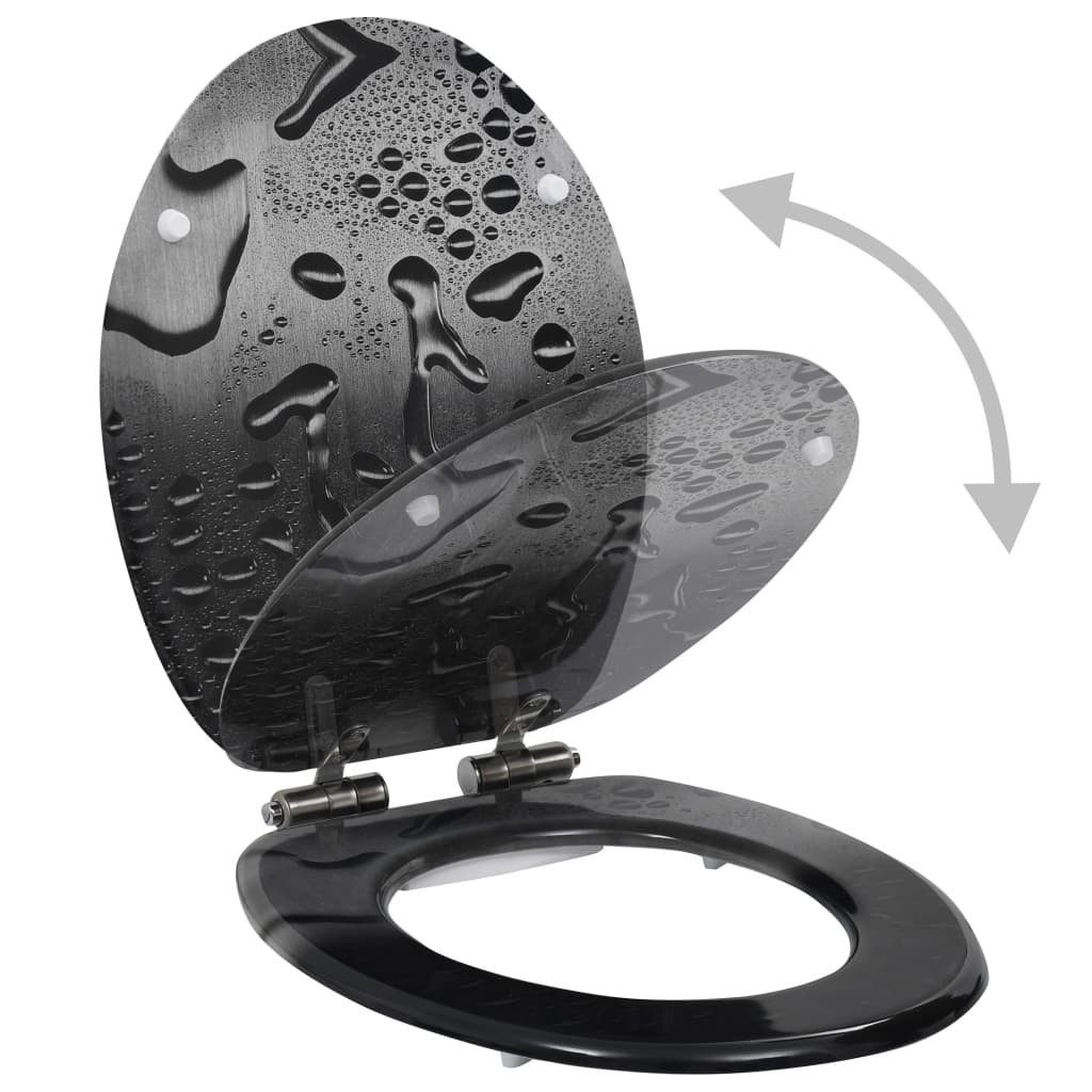 vidaXL WC-Sitz Toilettensitze 2 Stk. Soft-Close-Deckel MDF Wassertropfendesign (2-St)