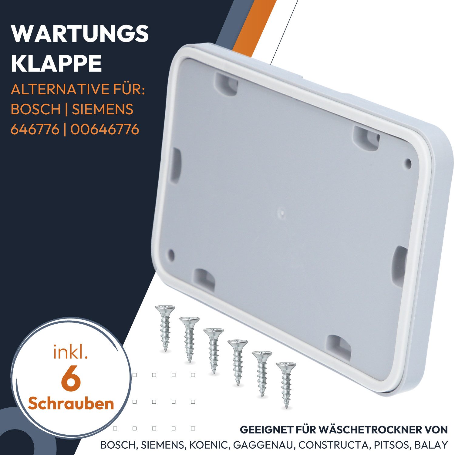 Kenekos Revisionsklappe Gehäuseklappe Wartungsklappe Ersatz für Bosch 00646776 (1-St), für Wäschetrockner