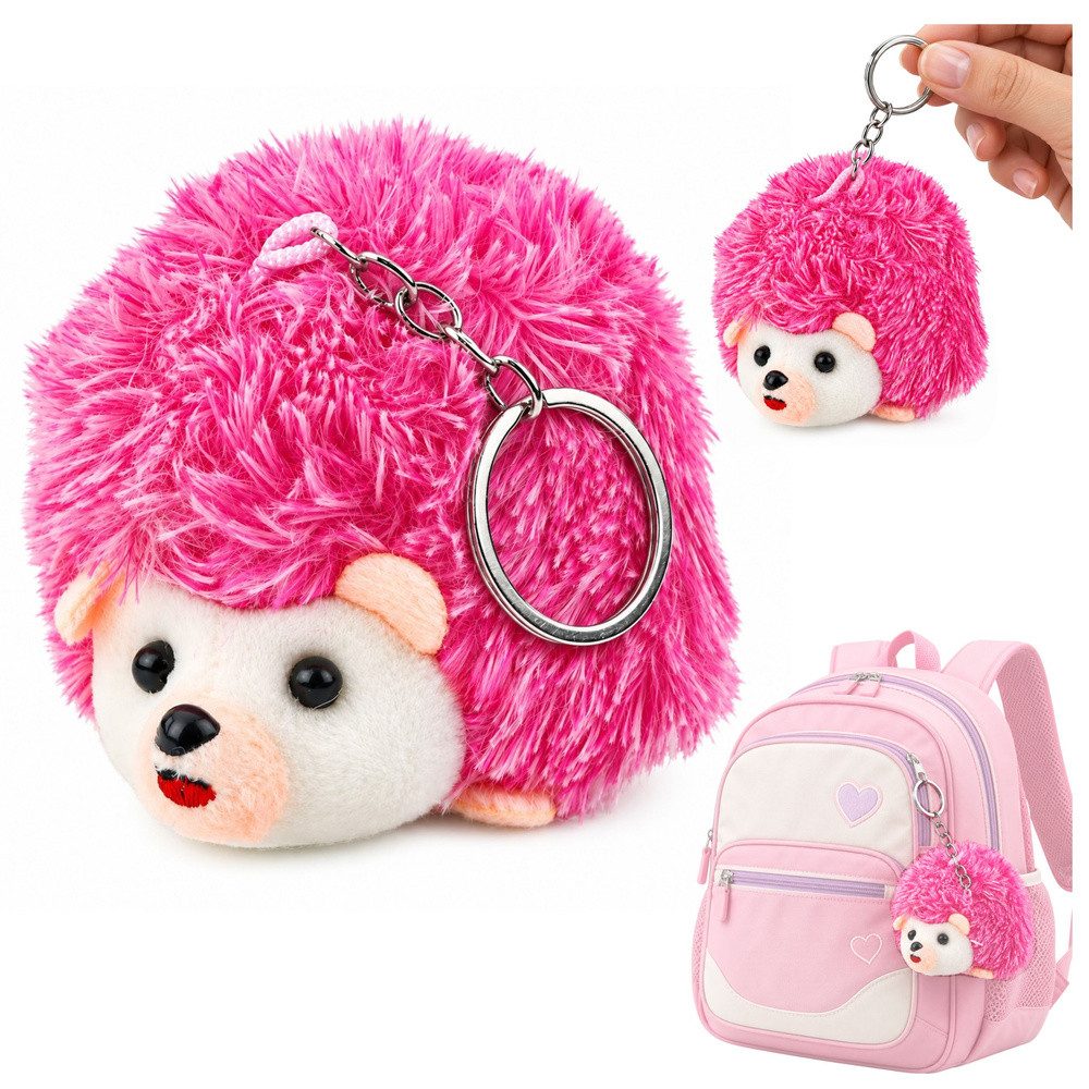 LEAN TOYS Schlüsselanhänger Plüschanhänger Taschenanhänger Rucksackanhänger (Spar-Set, 1-tlg., 9 x 8 x 6 cm weich), weicher Plüsch, Metallring, Igel-Motiv, 9 cm