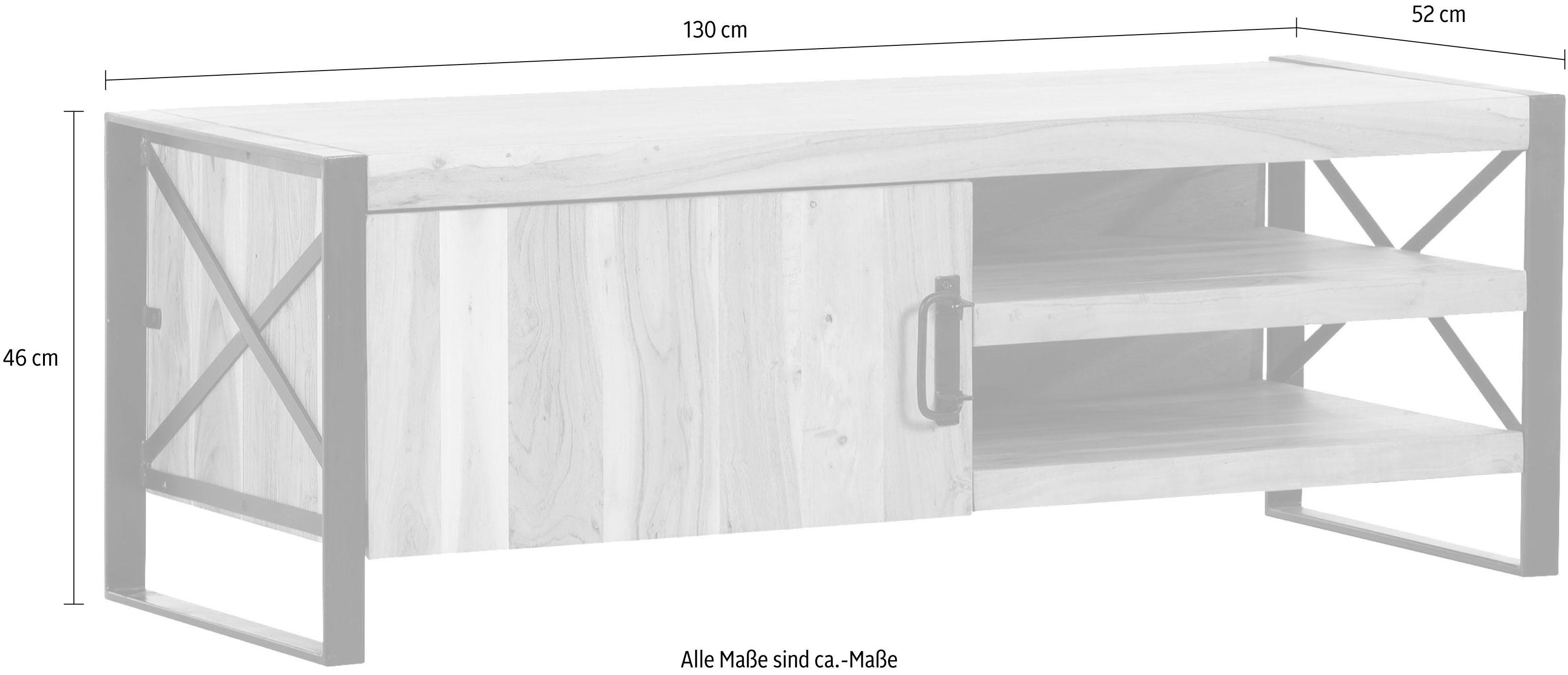 Gutmann Factory Lowboard Downtown, Kommode aus massivem Akazienholz, Breite 130 cm