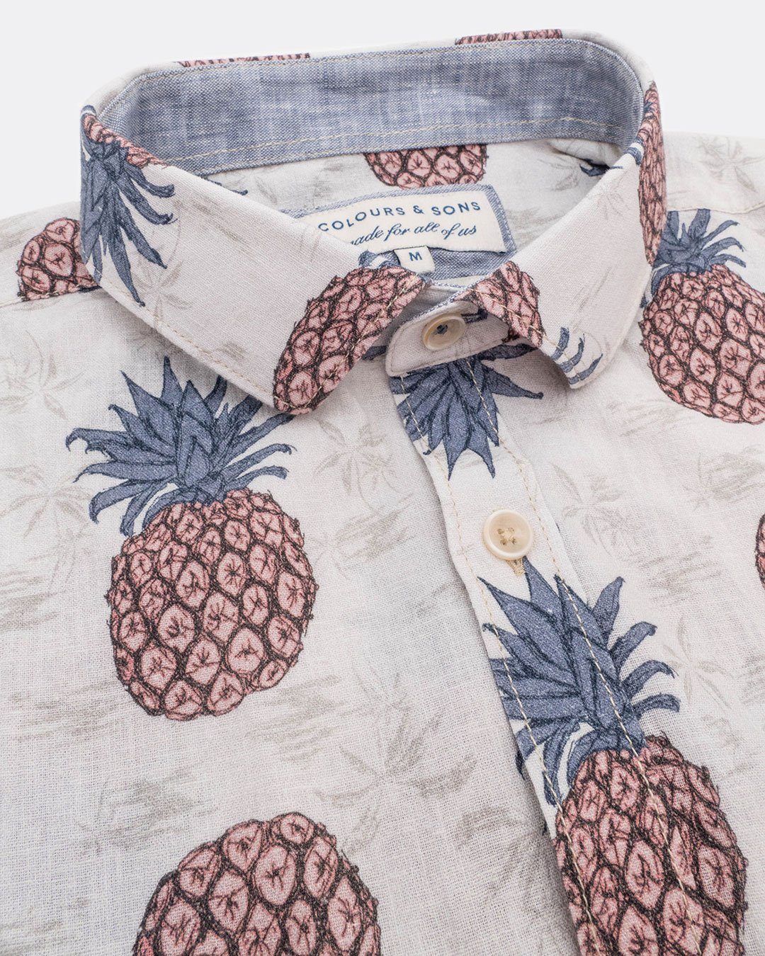 colours & sons Langarmhemd »Colours & Sons Hemd 1/1 Arm Pineapples Print  weiss«