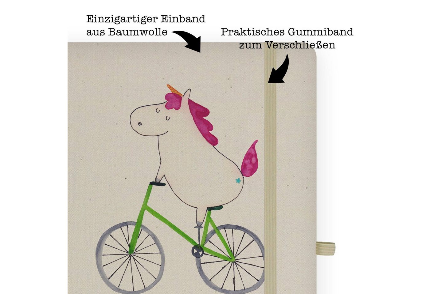 Thumbnail - Mr. & Mrs. Panda Notizbuch Einhorn Radfahrer - Transparent - Geschenk, Unicorn, Schreibheft, Fee Mr. & Mrs. Panda, Kreat...