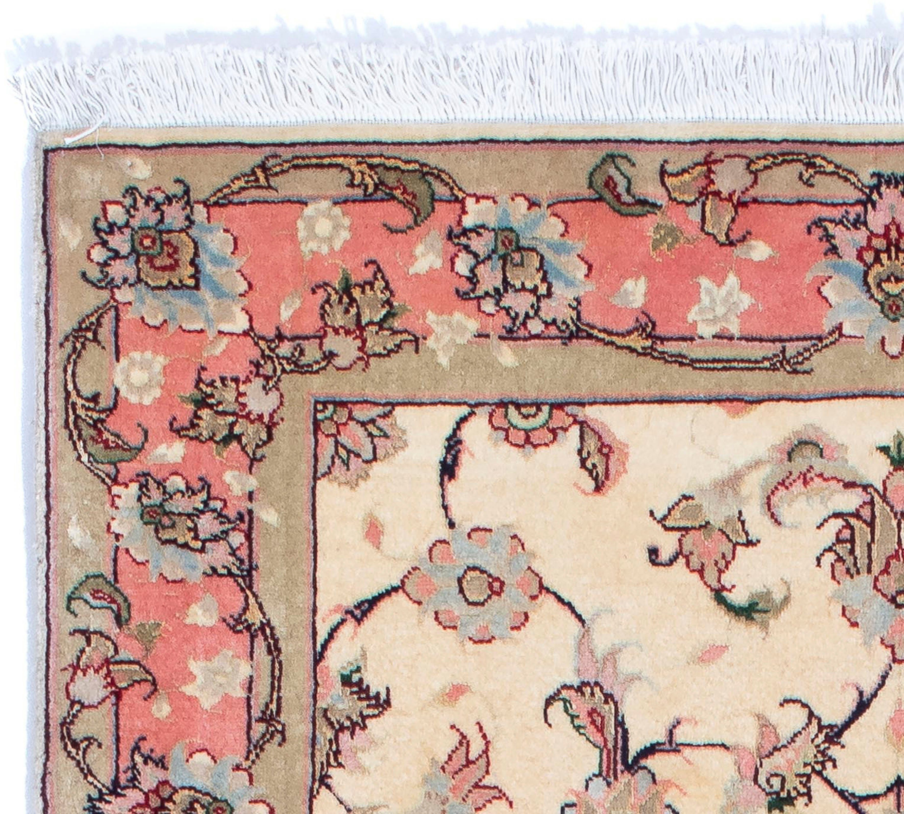Orientteppich Perser - Täbriz - cm Wohnzimmer, morgenland, - 77 Zertifikat beige, mm, Einzelstück Höhe: Handgeknüpft, mit 200 x Royal - rechteckig, 7