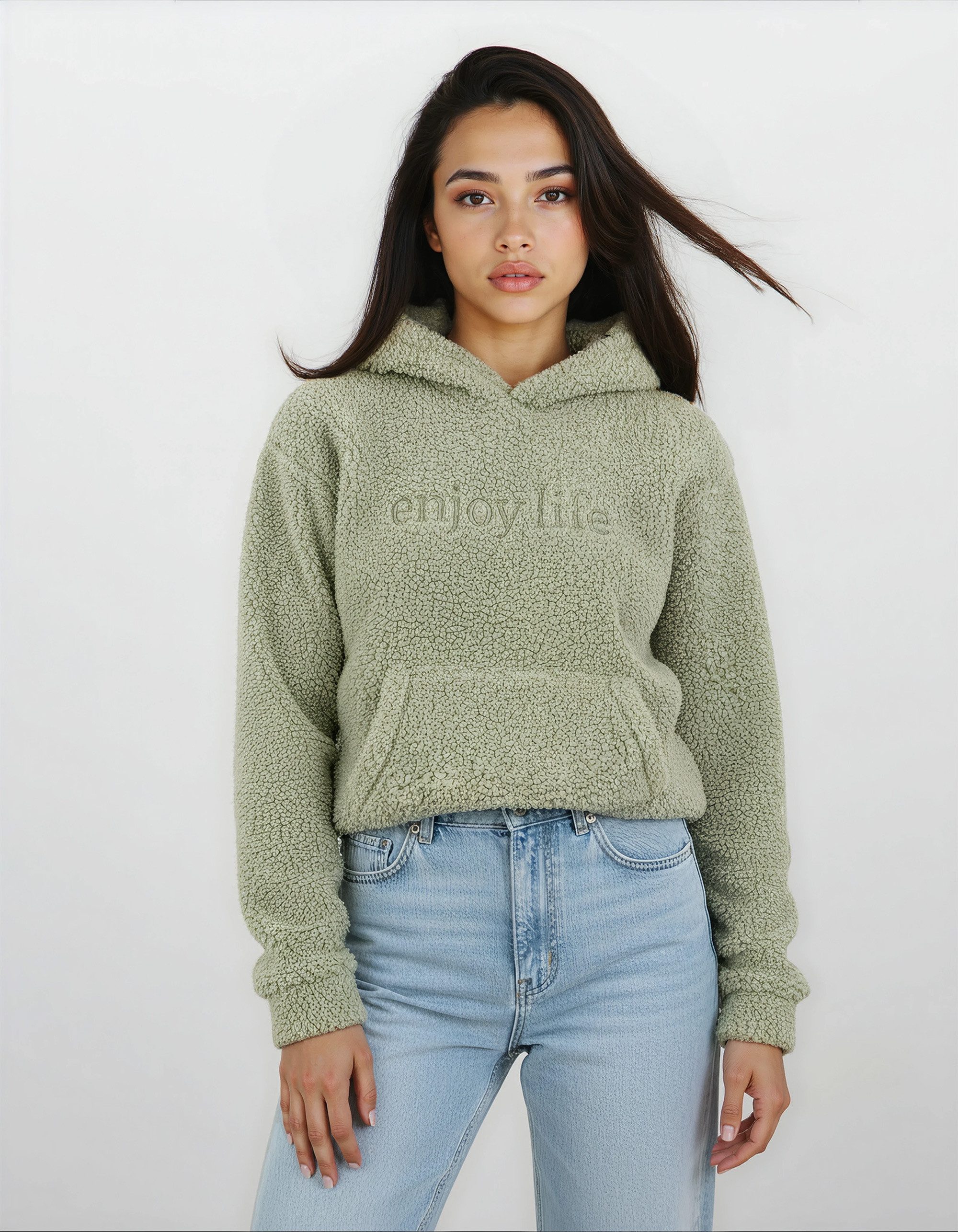 SUBLEVEL Fleecejacke Damen Leo Teddyfleece Kuschelig Übergangsjacke Jacke Outdoor Jacke