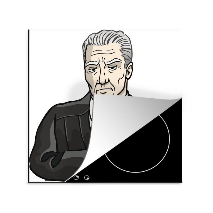 MuchoWow Herdblende-/Abdeckplatte Eine Illustration eines Richters mit einem Holzhammer Vinyl (1 tlg) Ceranfeldabdeckung Arbeitsplatte für küche