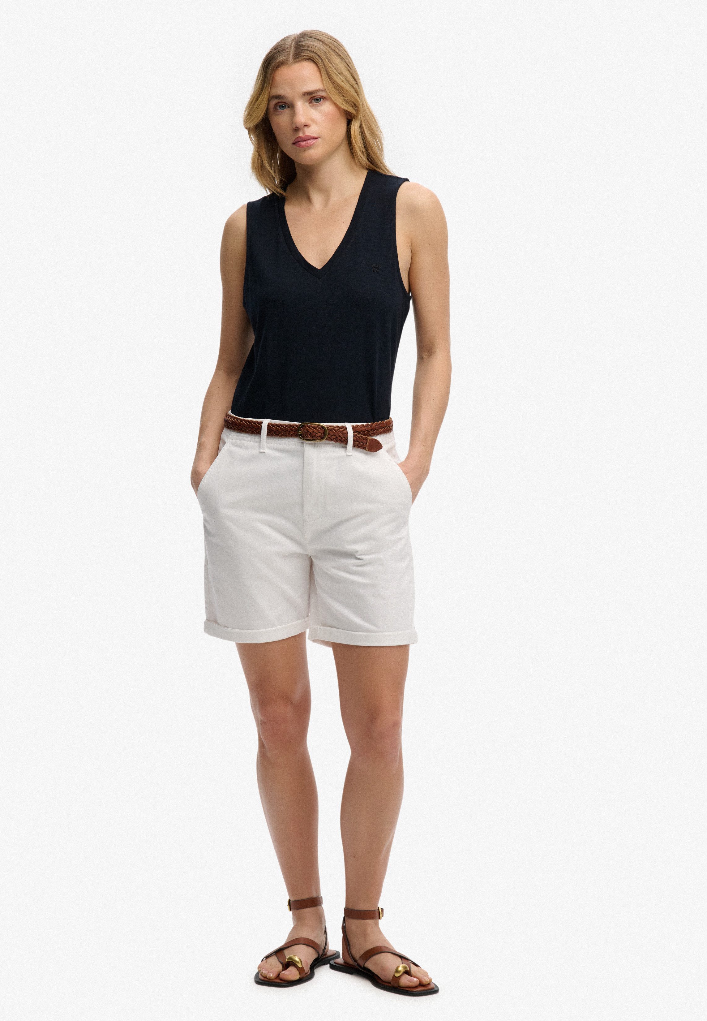 Superdry Tanktop STUDIOS VEE NECK VEST aus Baumwollmischung mit Lyocell, Regular Fit, ärmellos – Bild 5 von 5