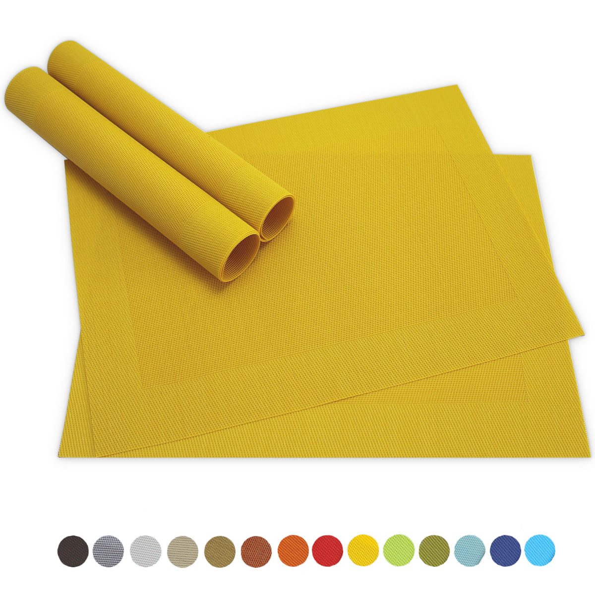 matches21 HOME & HOBBY Platzset Столовые наборы BORDA 4er Set Gelb als Tischuntersetzer, (4-St), Abwaschbare Platzsets als Tischunterlagen für Ess-Tisch Tisch-Deko