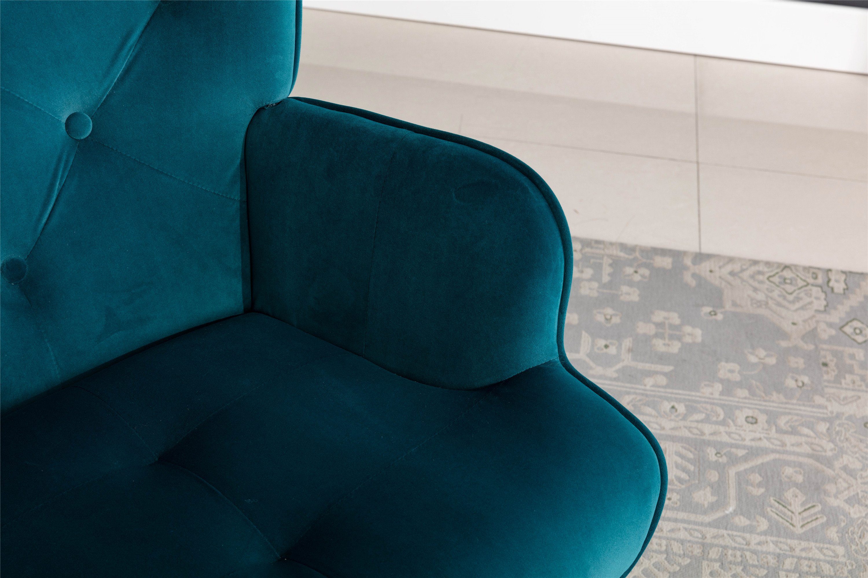 Odikalo gepolstert Loungesessel mehrfarbig Samt Einzelstuhl Akzentstuhl Freizeitstuhl Blau