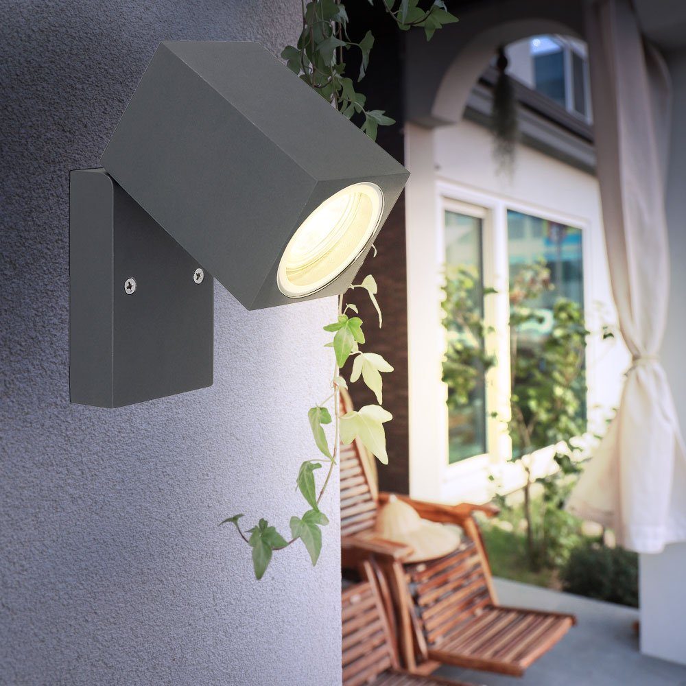 Leuchtmittel etc-shop Wandstrahler nicht Außen-Wandleuchte, Fassadenleuchte inklusive, Außenleuchte Gartenlampe Glas