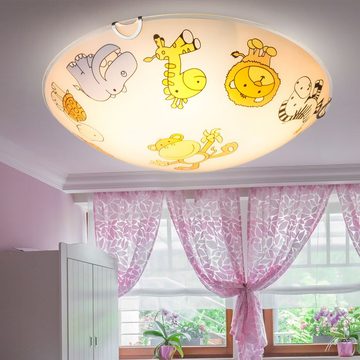 etc-shop Dekolicht, Leuchtmittel nicht inklusive, Kinderleuchte Deckenlampe Glas Kinderzimmerlampe rund, Glas bunt mit