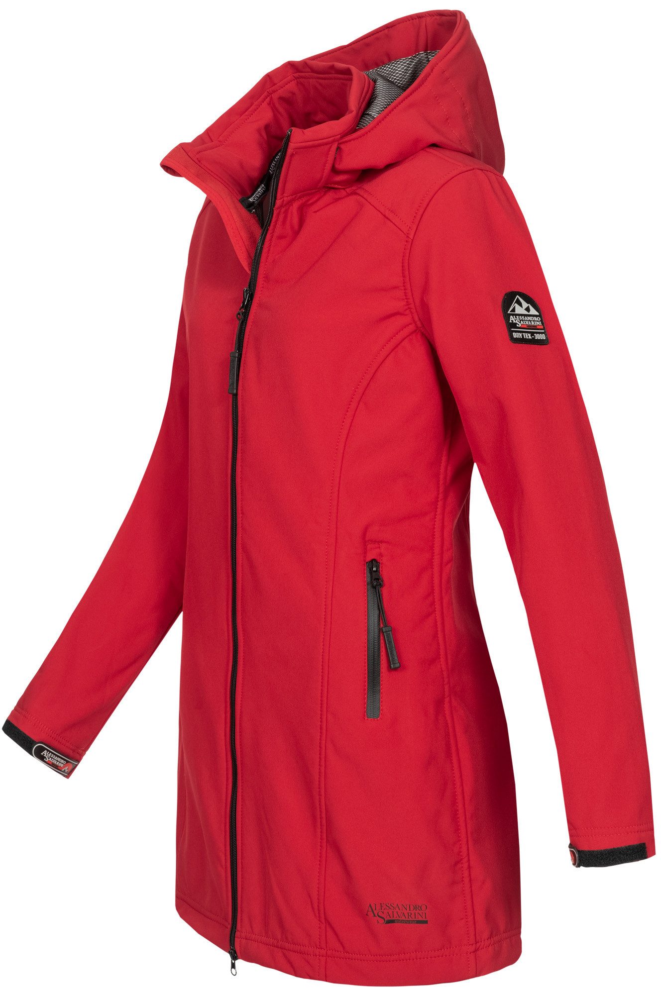 Alessandro Salvarini Softshelljacke "Alessia", lang mit abnehmbarer Kapuze günstig online kaufen