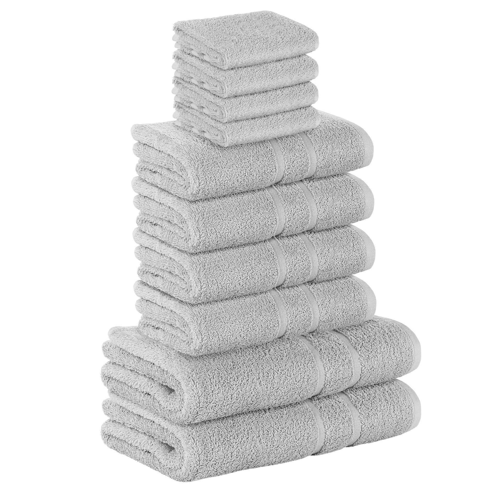 StickandShine Handtuch Set 4x Gästehandtuch 2x (Spar-SET) Hellgrau Baumwolle, Duschtücher Handtücher 100% SET 4x