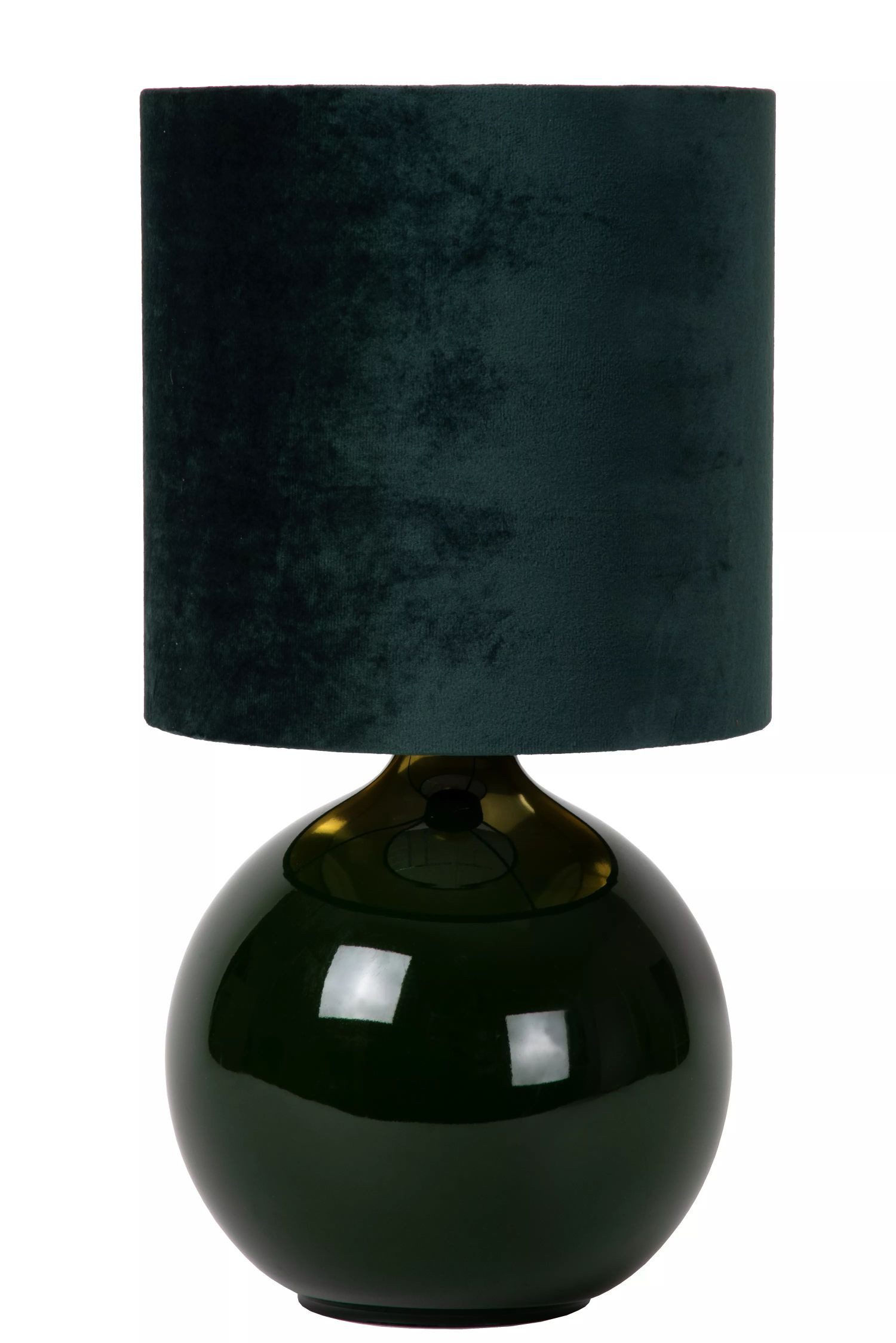 Licht-Erlebnisse Nachttischlampe SAYO, ohne Leuchtmittel, Stoff Glas E14 Ø 24 cm 47 cm in Grün Gold rund Modern