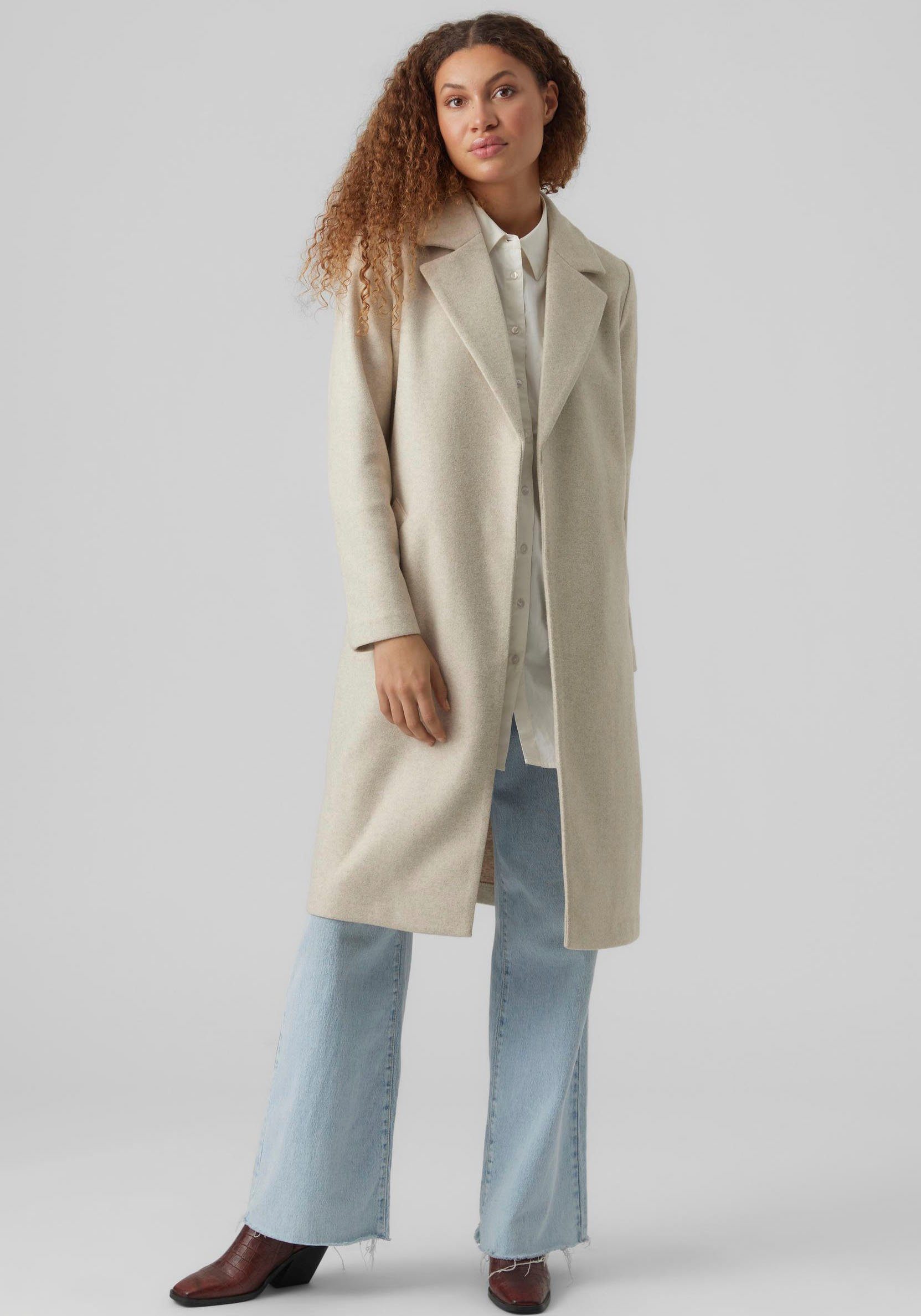 NOOS Moda Vero COAT VMFORTUNEAYA LONG Langmantel MELANGE Oatmeal SS23