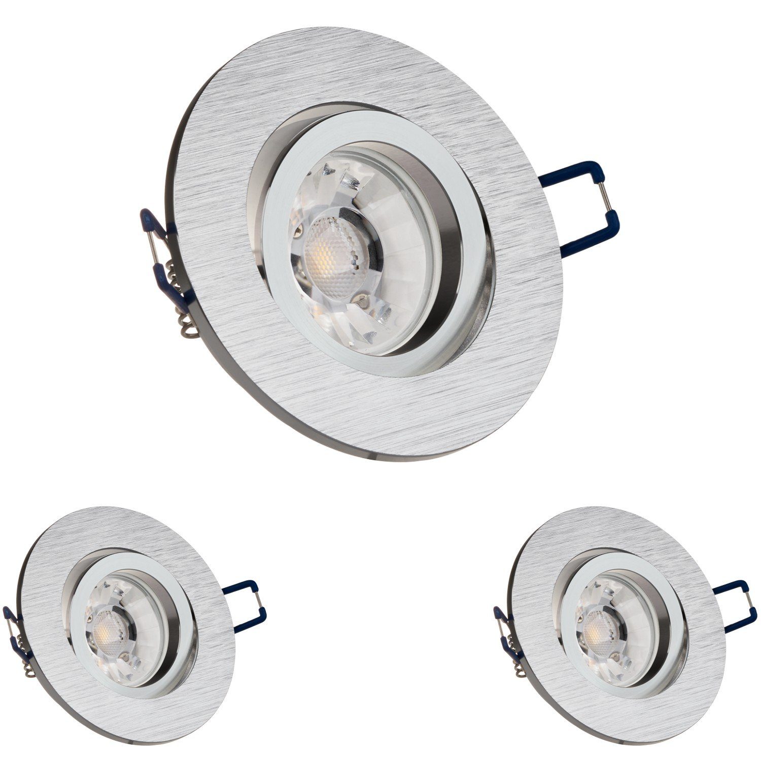 Bicolor die Spanndecke Einbaustrahler 3er (chrom Einbaustrahler LEDANDO LED für Set gebürstet) /