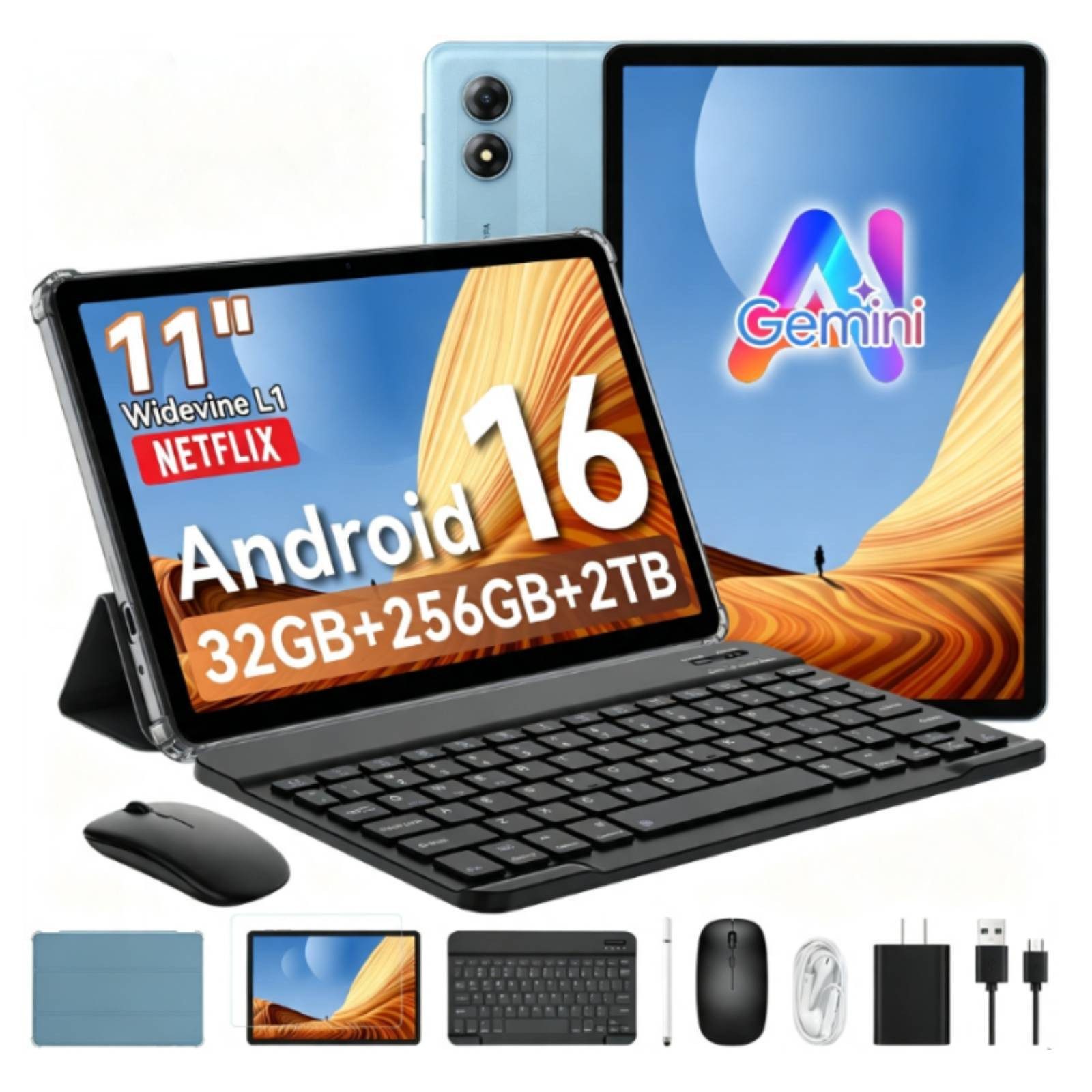 blackview TABWEE 11 Zoll Android 16 256GB Set Tablet (11", 256 GB, Android 14, 8000mAh, 32(8+24)GB, Gemini KI, 16:10 incell Display)