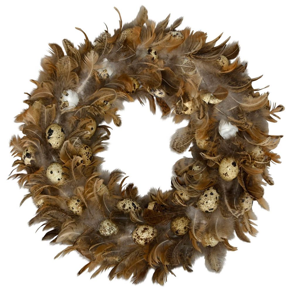 Posiwio Dekokranz Osterkranz FARMHOUSE braun D29cm mit Federn und ...