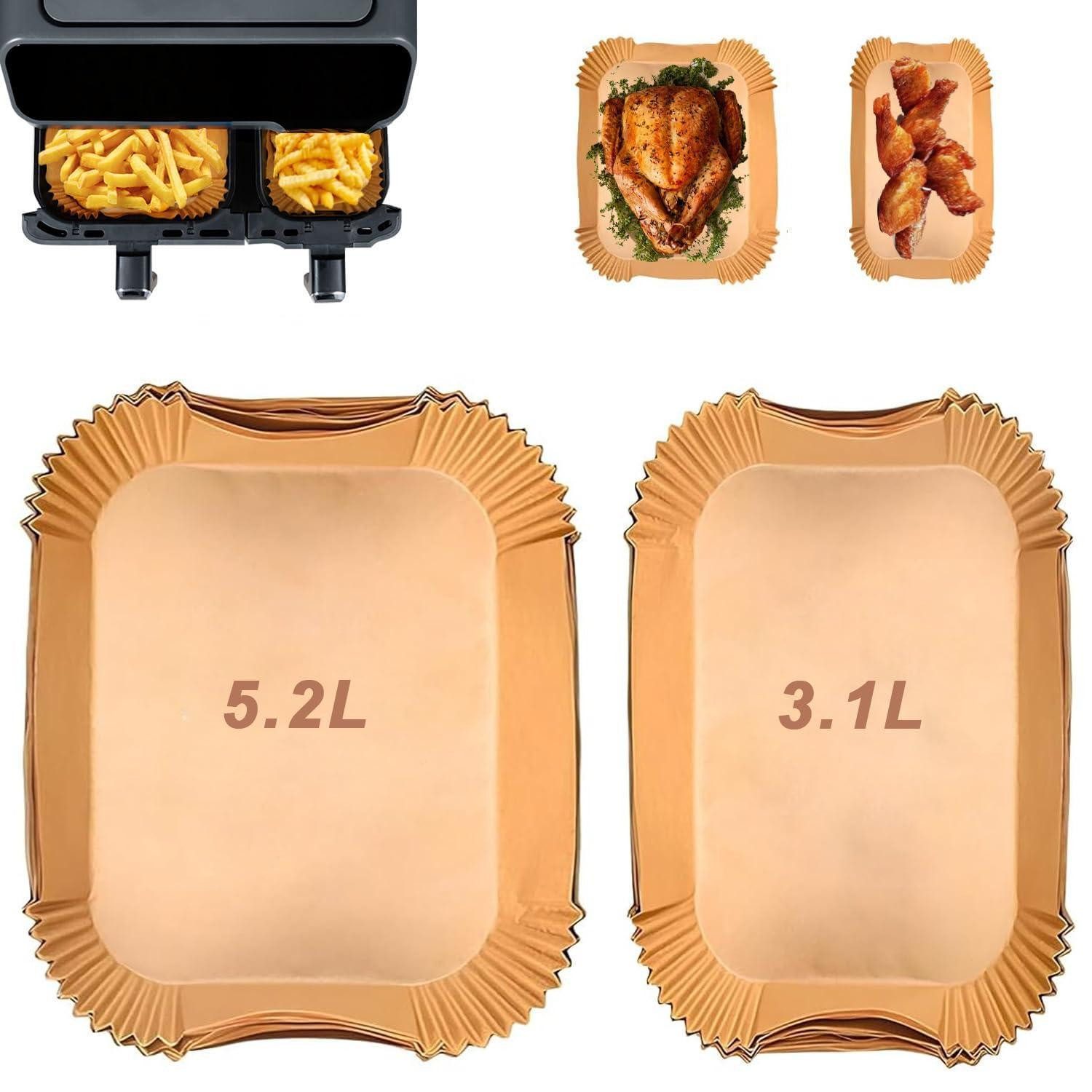 LuxusKollektion Backpapier Airfryer Backpapier 5,2/3,1 L 50+50 Stück hitzebeständig