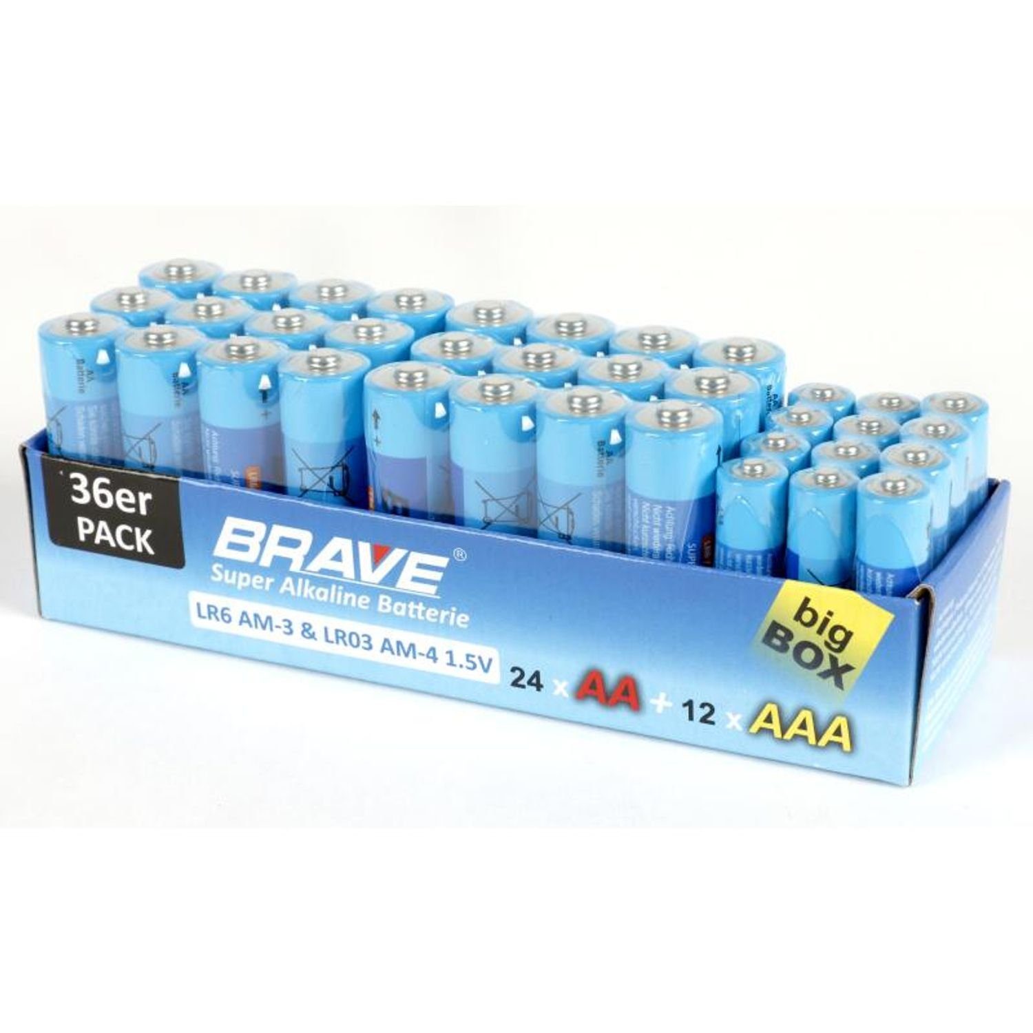Batterie, Großpackung AAA 24x 36er-Packung Brave St) Alkaline Batterien BURI (864 AA &