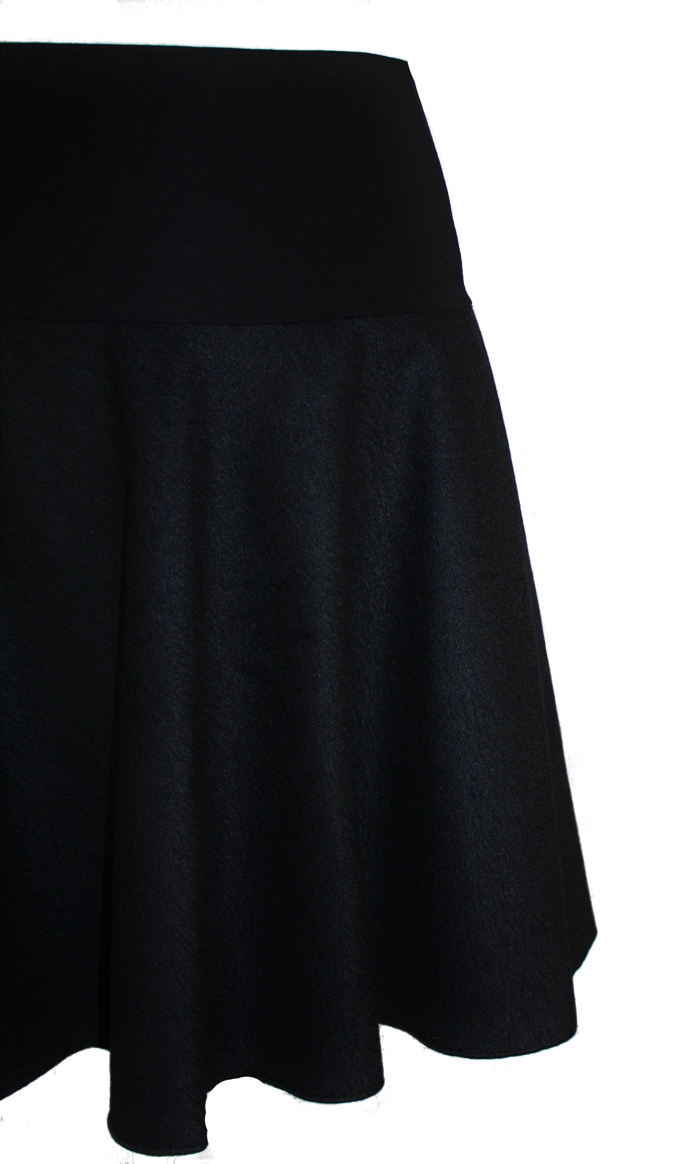 dunkle design A-Linien-Rock Wolle Loden Schwarz Weinrot Grau 57cm elastisch günstig online kaufen