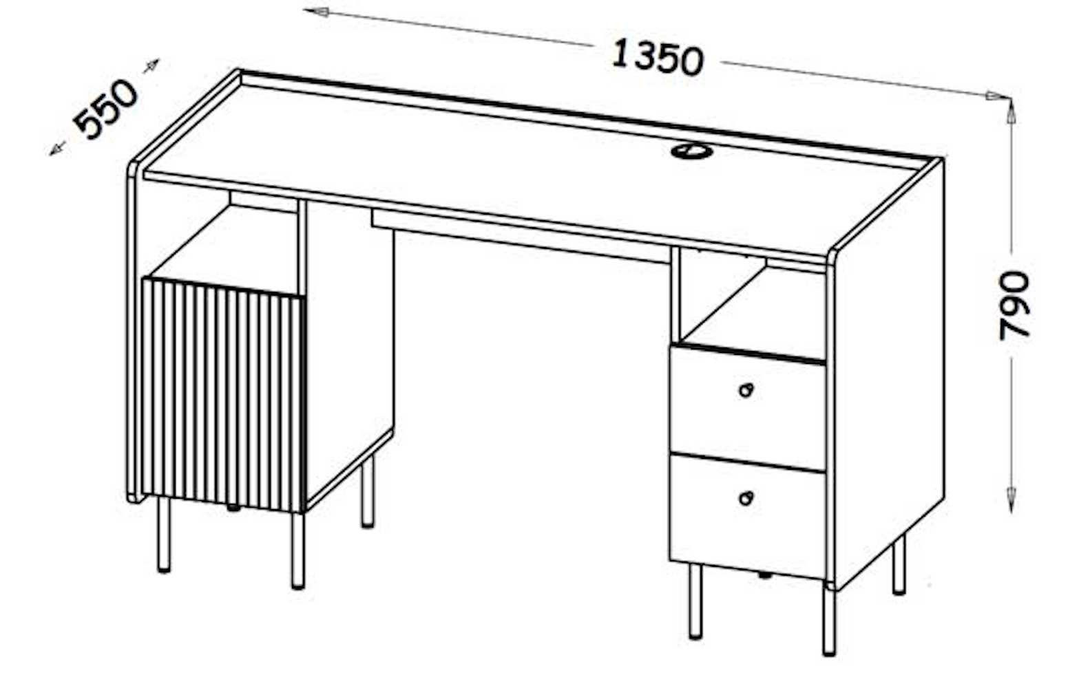 matt schwarz Schreibtisch 135x55x79cm Feldmann-Wohnen Pereto, Nussbaum Warmia