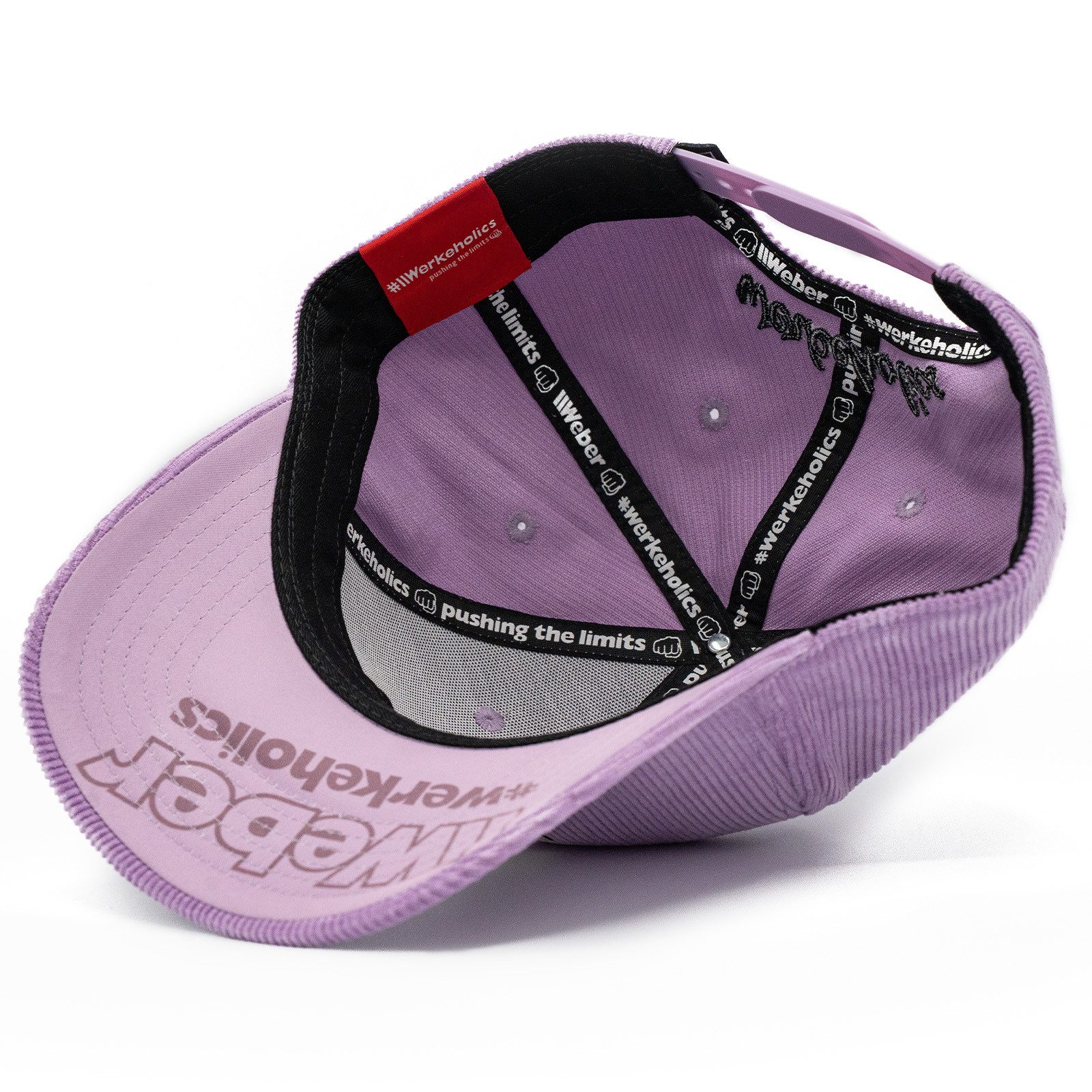 Weber GmbH Baseball Cap Cord Cap lila Snapback (1-St) basecap, mit Web-Label und bedrucktem Unterschirm