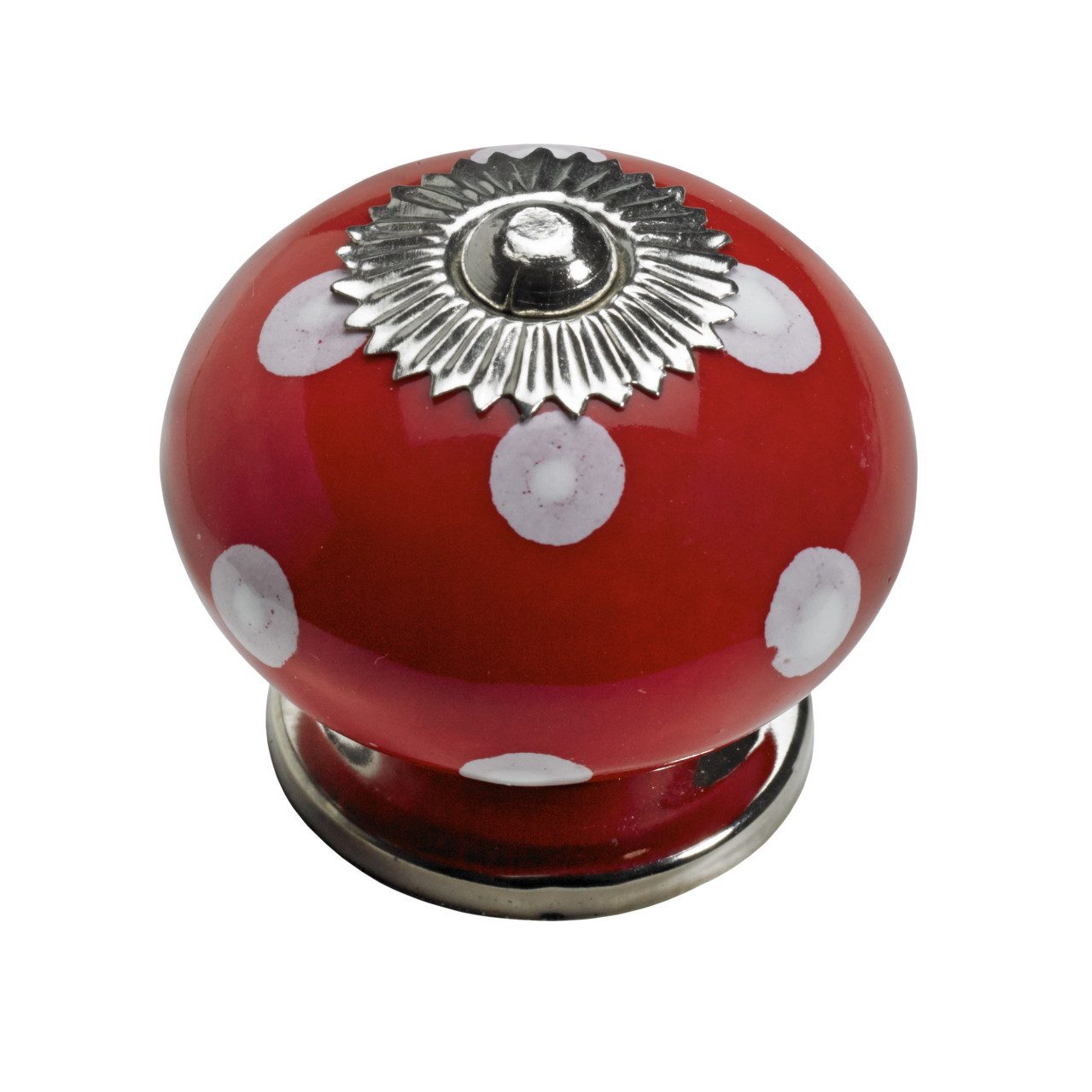 Hettich Möbelknopf Hettich Möbelknopf Keramik rot mit weißen Punkten