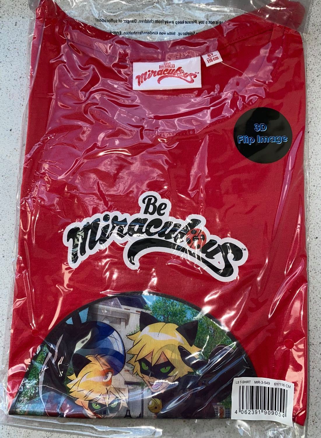 Langarmshirt MIRACULLUS LADYBUG LANGARM T-SHIRT MÄDCHEN GR.110 116 128 FÜR 5 6 8 JAHRE MIT 3D DRUCK