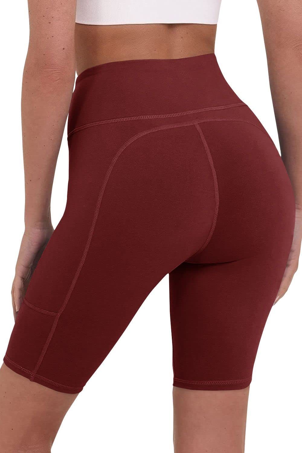 TCA 3/4-Hose TCA Damen Yoga-Shorts hohe Taille mit Handytasche - Cabernet (1-tlg)