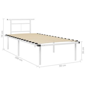 vidaXL Bett Bettgestell Weiß Metall 90x200 cm