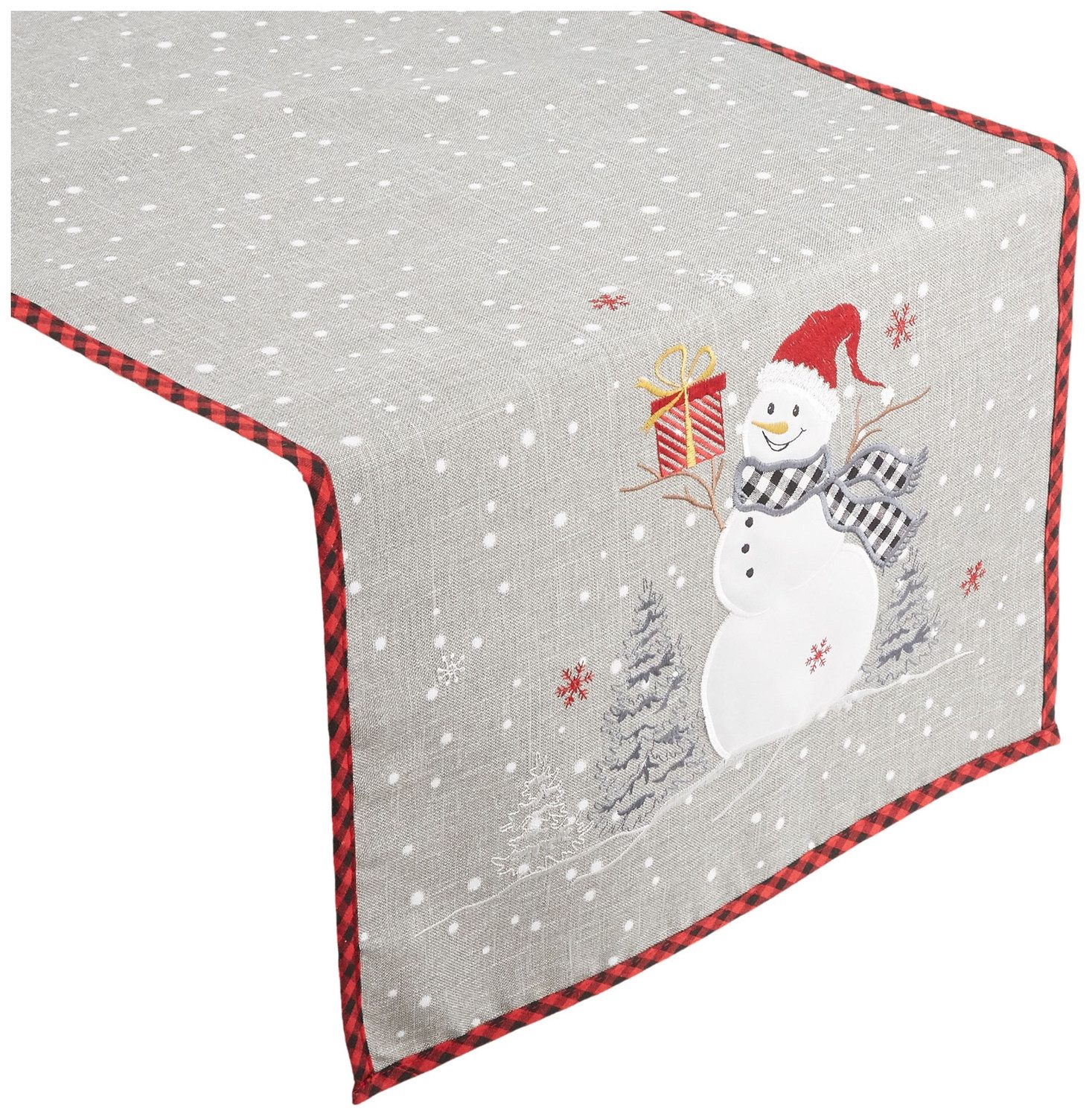 Tischdecke mit Stickerei Schneemann Winter Weihnachten
