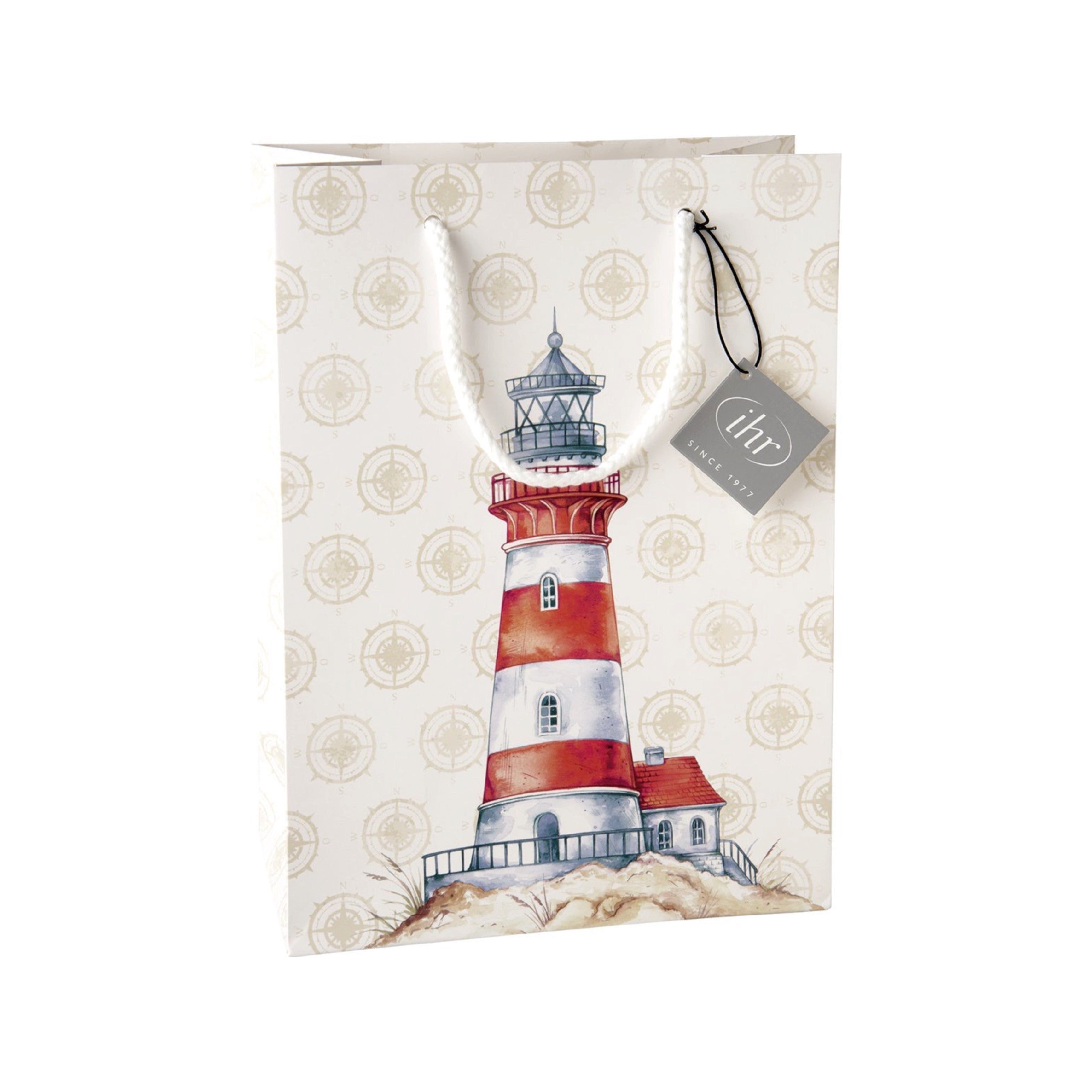 IHR Geschenkbox Geschenktasche 20x27,5 cm "Leuchtturm/Lighthouse" von ihr - Geschenk G