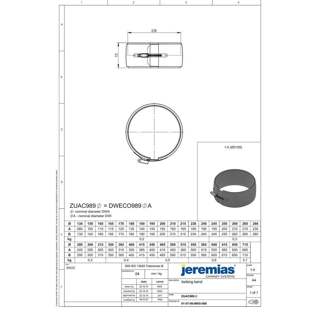 Jeremias Schornstein DW-ECO 2.0 Ø 130 mm - Klemmband, Ø 130 mm