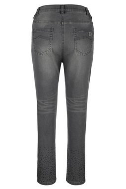 MIAMODA Regular-fit-Jeans Jeans Slim Fit Saum mit Ziersteinchen 5-Pocket