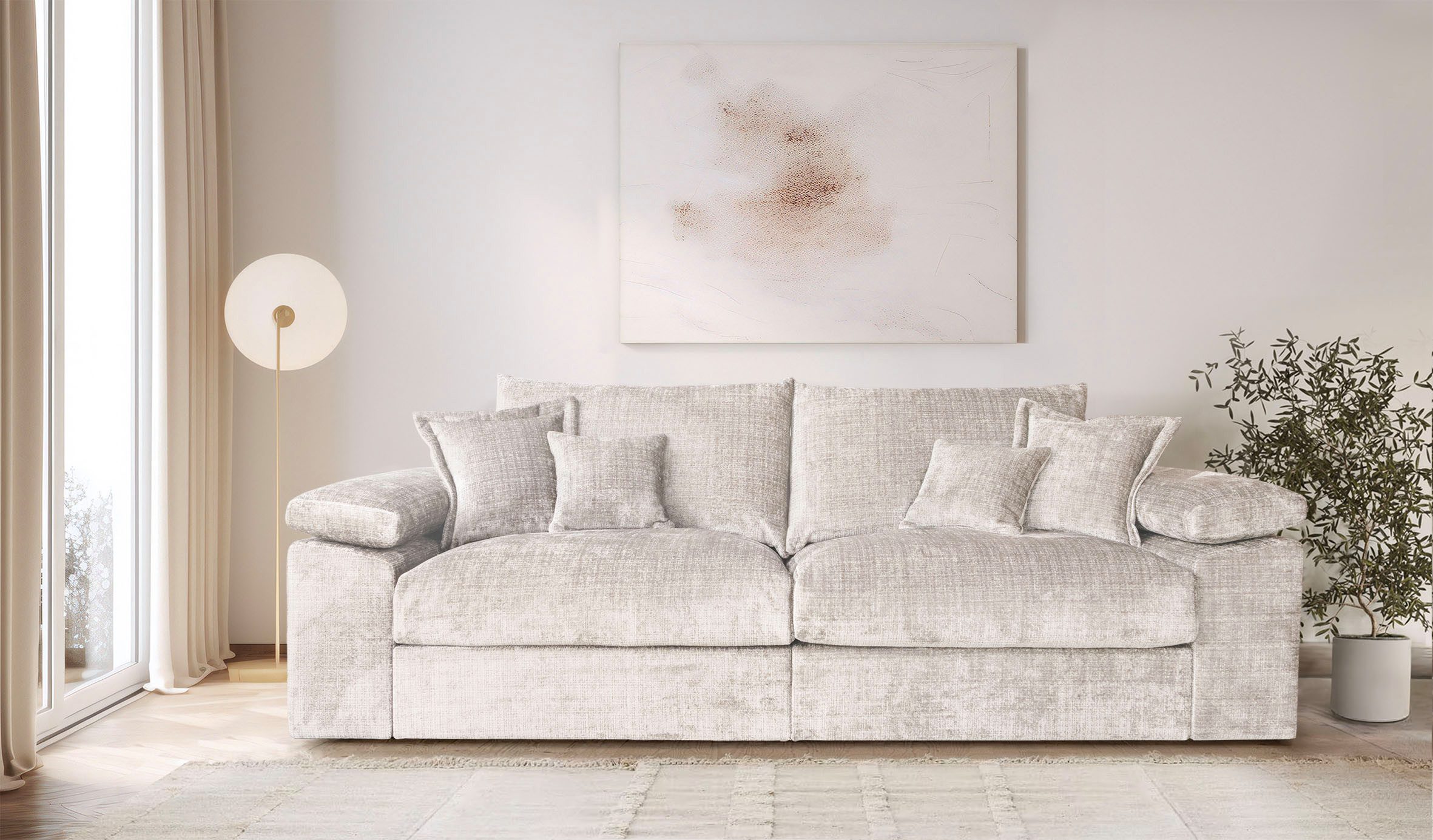 OTTO home Big-Sofa Soft&Cosy XL, B: 246 cm - OTTO. Verlässliche Qualität., Mega-Sofa, Cord oder Chenille-Struktur, mit Federkern & 4 Zierkissen