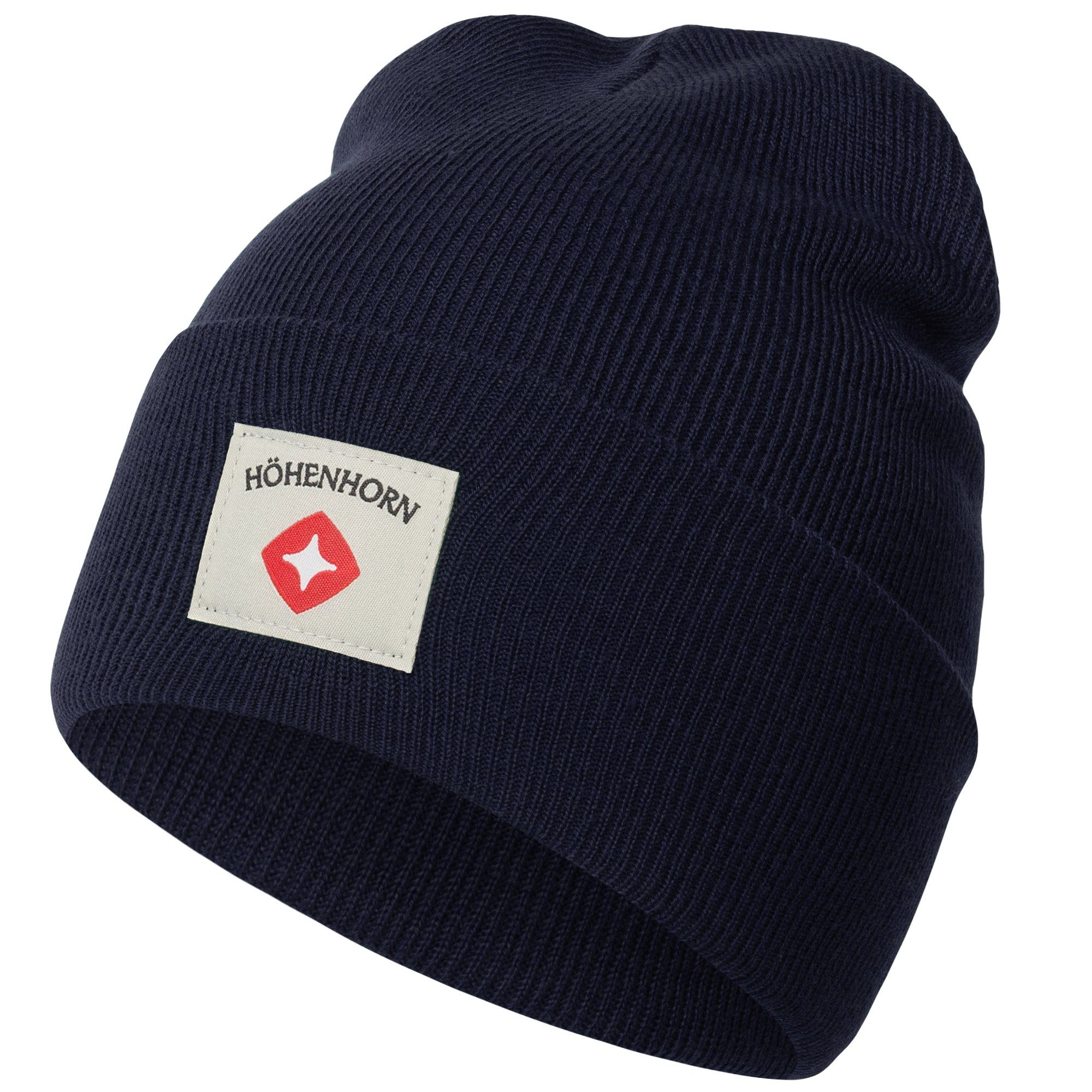 Höhenhorn Beanie Heelflip Knitted Beanie Unisex Herren Damen Mütze Wintermütze Strick Dunkelblau