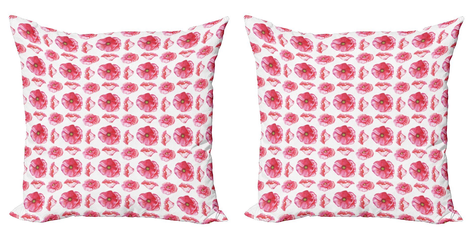 Blumen Accent (2 Kissenbezüge Kunst Anemone Abakuhaus Modern Digitaldruck, Große Stück), Blütenblätter Rosa Doppelseitiger