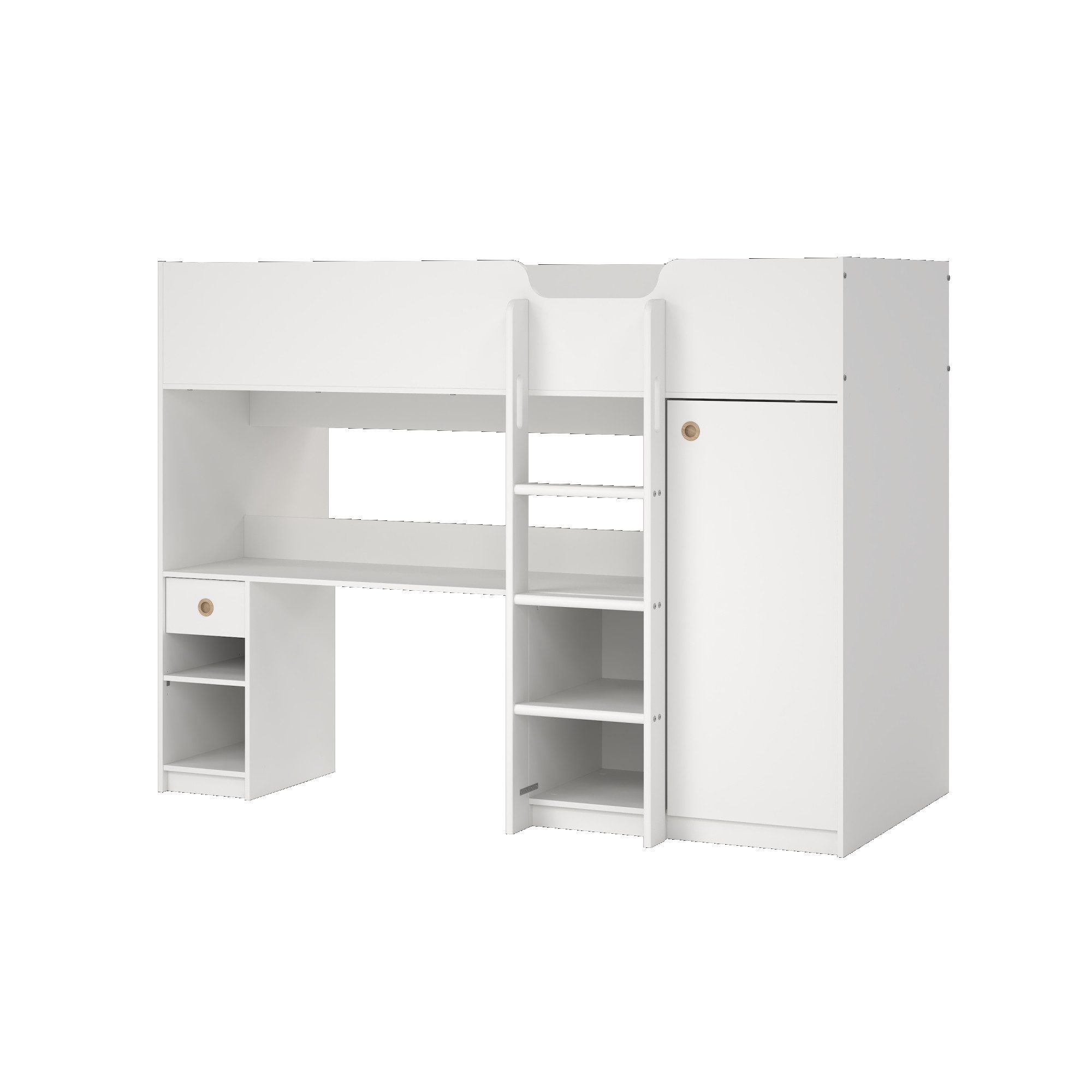 Home affaire Etagenbett Hochbett mit viel Stauraum und Schrank, Hohes Kinderbett mit integriertem Kleiderschrank
