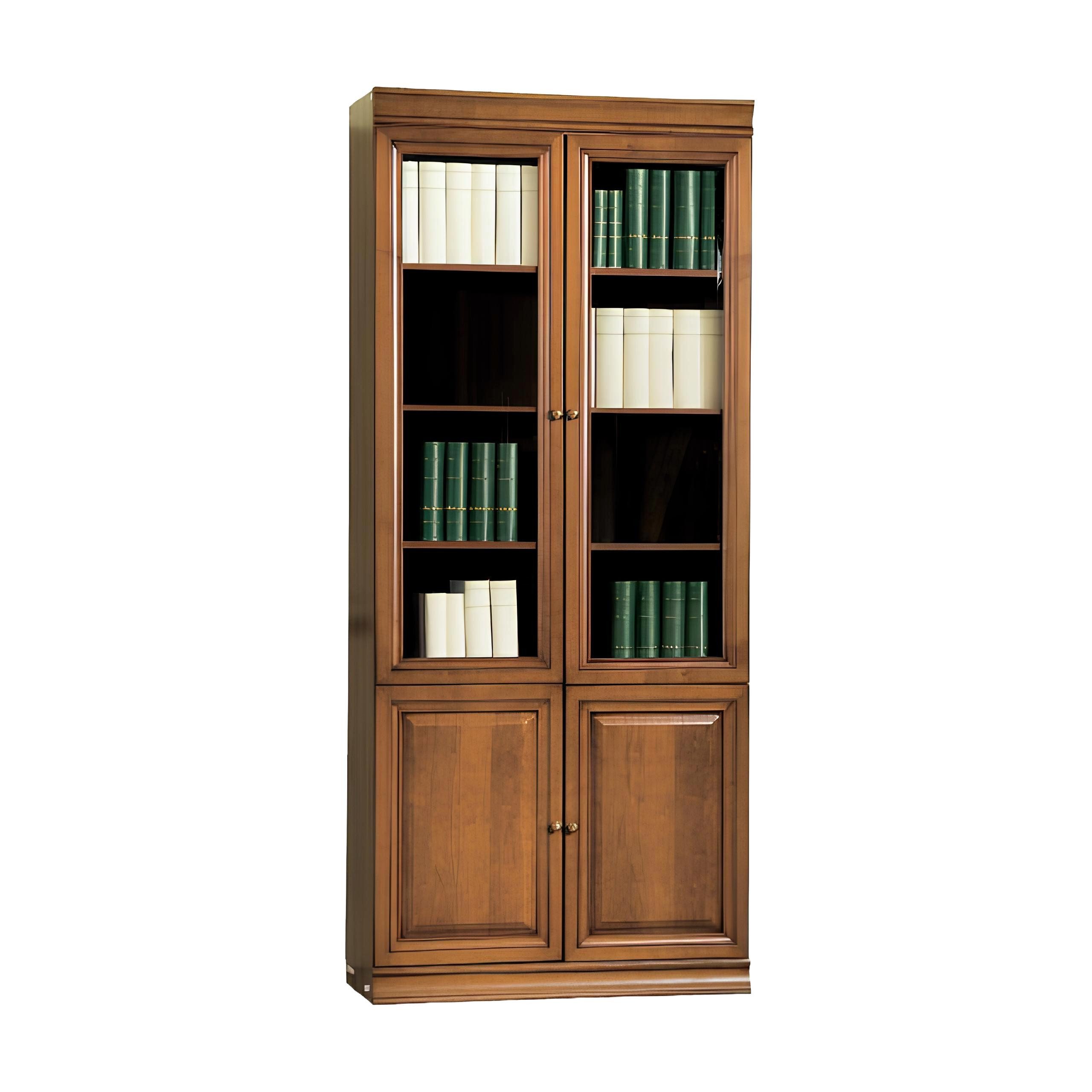 Xlmoebel Vitrine Traditioneller Schrank mit Bücherregal und Vitrine aus Glas (Klassische Schränke Schrank Schrankwand - Model SE-2) Hergestellt in Europa