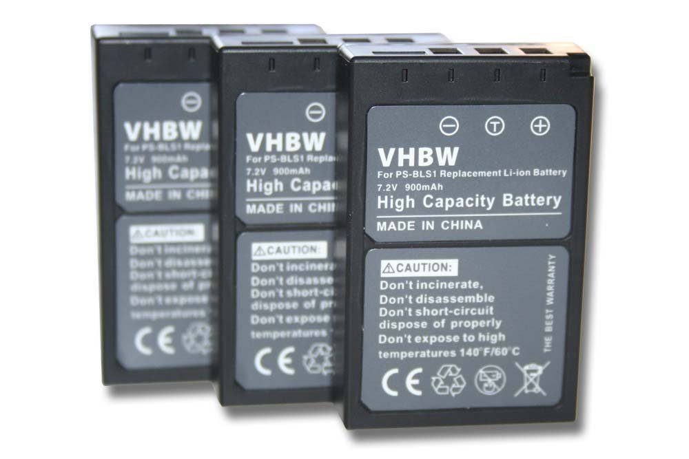 vhbw kompatibel mit Olympus Pen E-P1, E-P2, E-P3, E-PL1, E-PL3, E-PM3 Kamera-Akku Li-Ion 900 mAh (7,2 V)