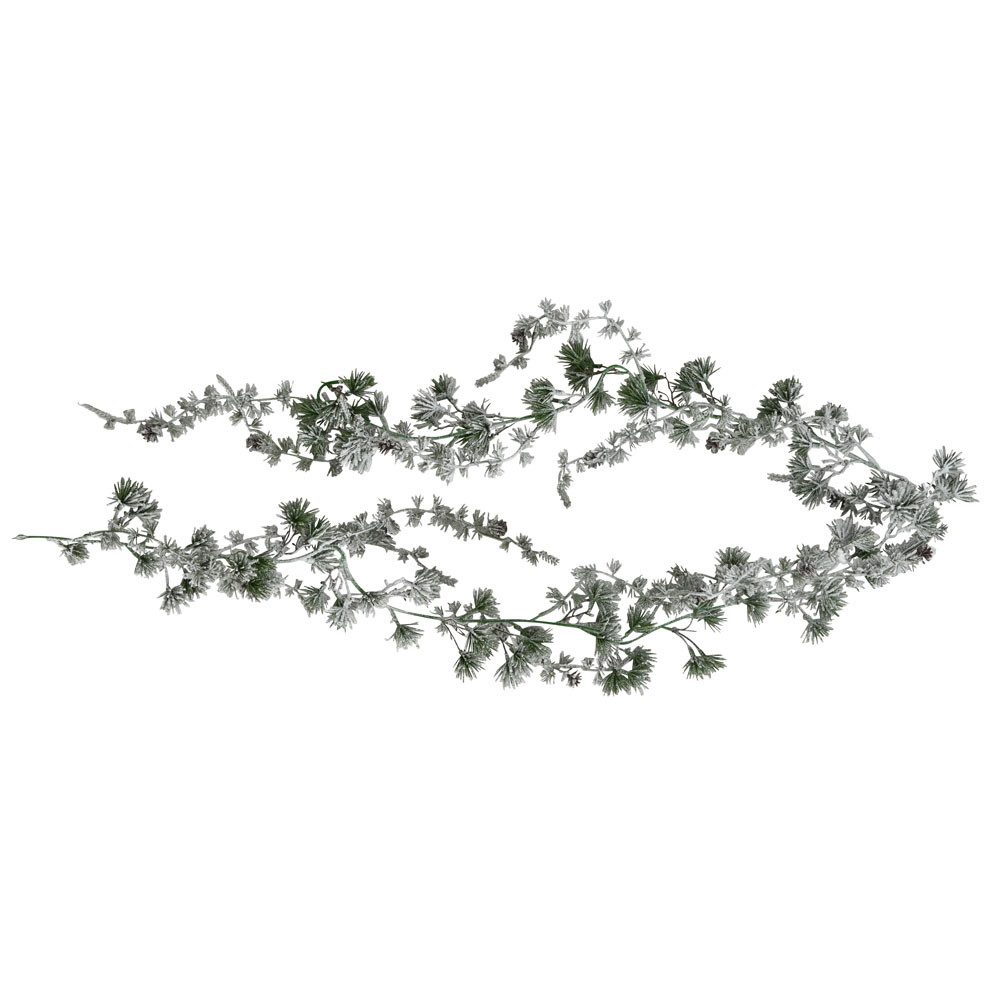 Kunstgirlande Zederngirlande SCHNEE grün weiß L190cm Dekogirlande Tannengirlande mit, Posiwio