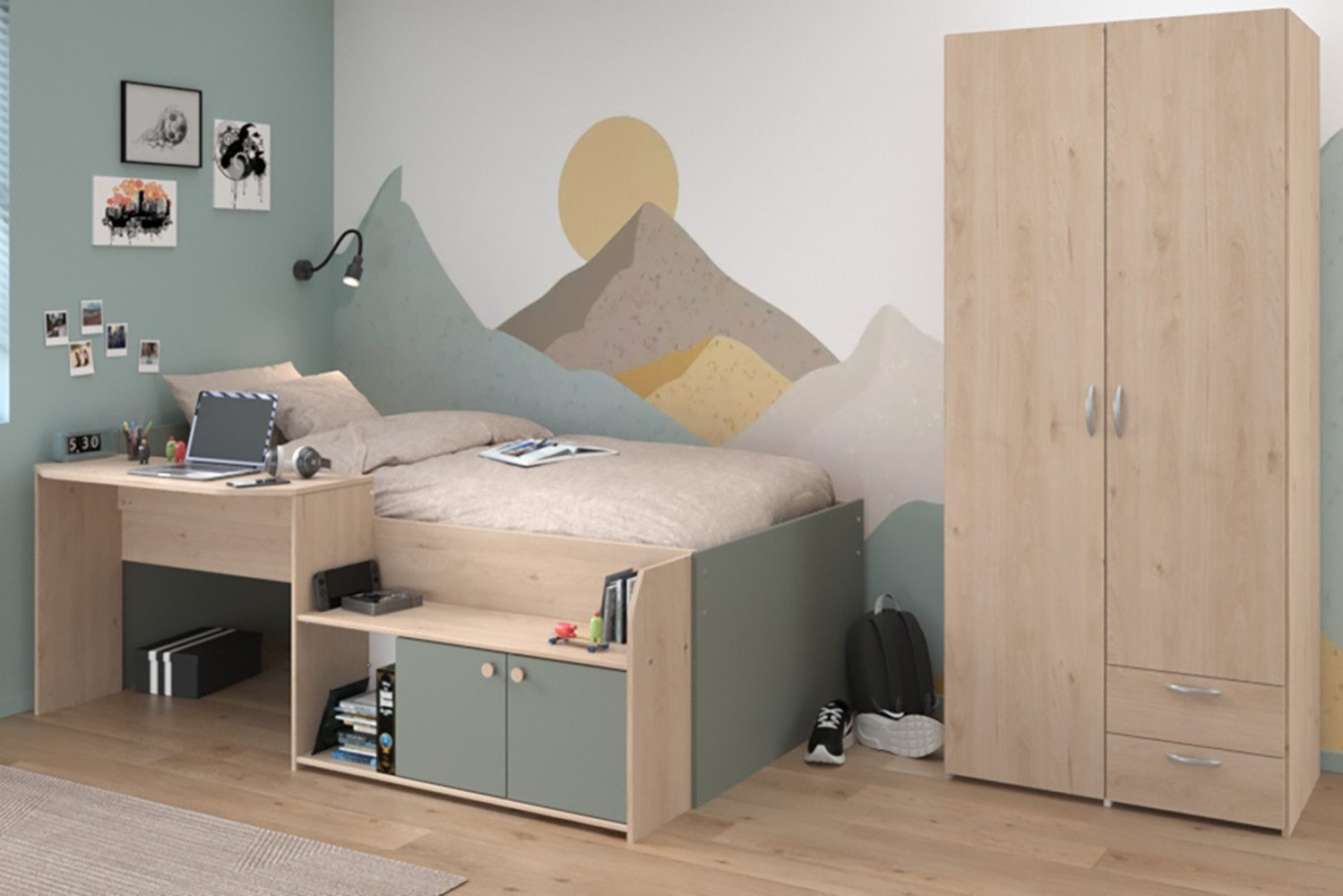 Parisot Jugendzimmer-Set Jade 11, (Set, 2-tlg), Mit Schreibtischplatte und Kommode