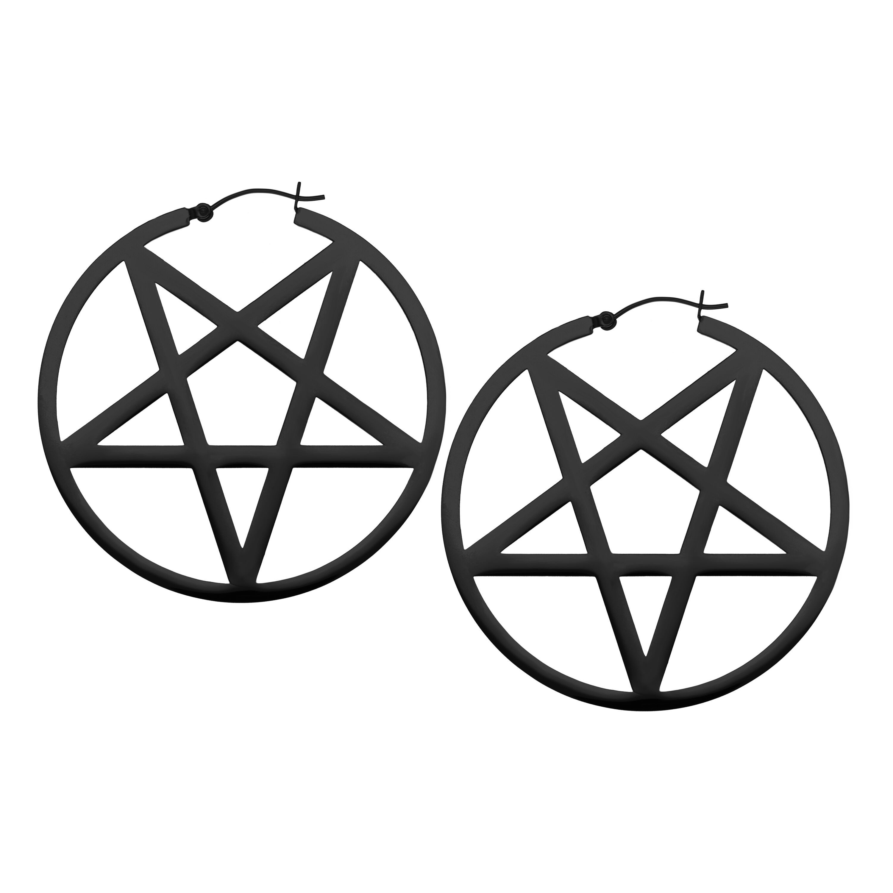 Paar Ohrhänger Pentagram Hoops