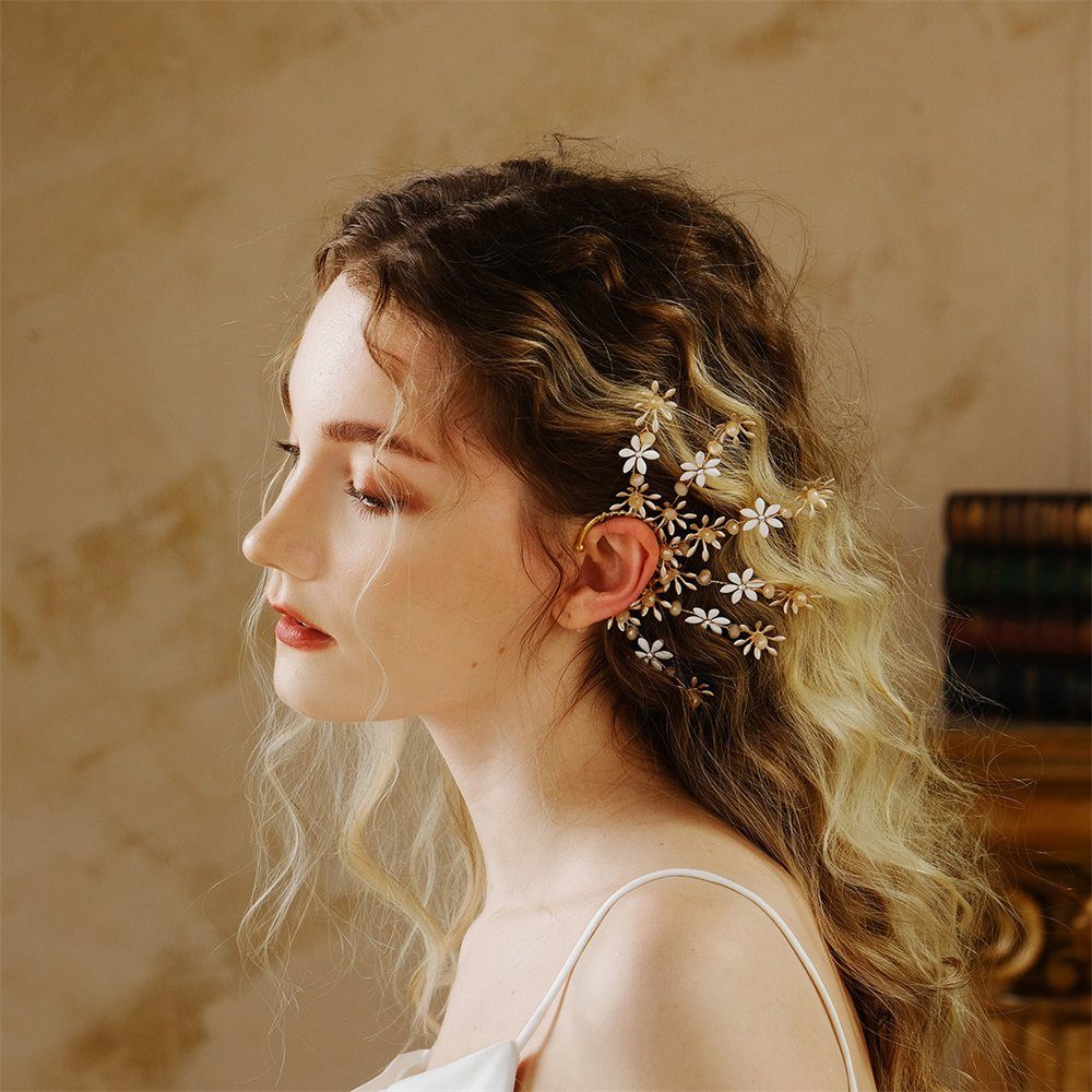 Rouemi Paar Ohrstecker Braut-Ohrringe, Elegante Blumen-Ohrringe