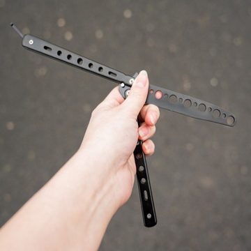 ISO TRADE Survival Knife Messer zum trainieren Schwarz, (Messer Butterfly Trainer Übung Übungsmesser, 1 St., Balisong legales stumpfes Trainings), schwarz 13 cm Einklappmesser