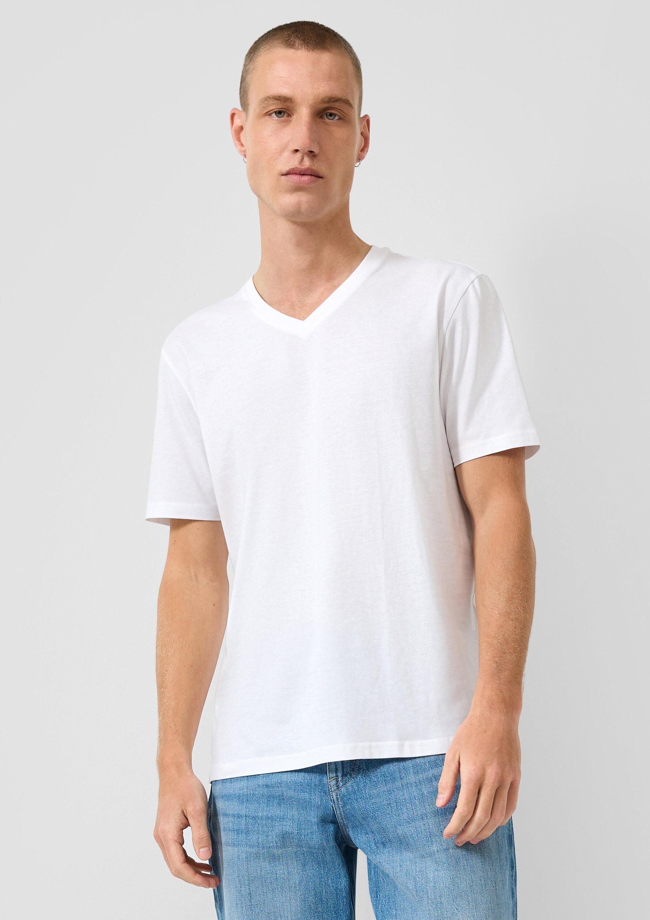 QS Kurzarmshirt T-Shirt 2er-Pack Regular Fit-Shirts mit V-Neck
