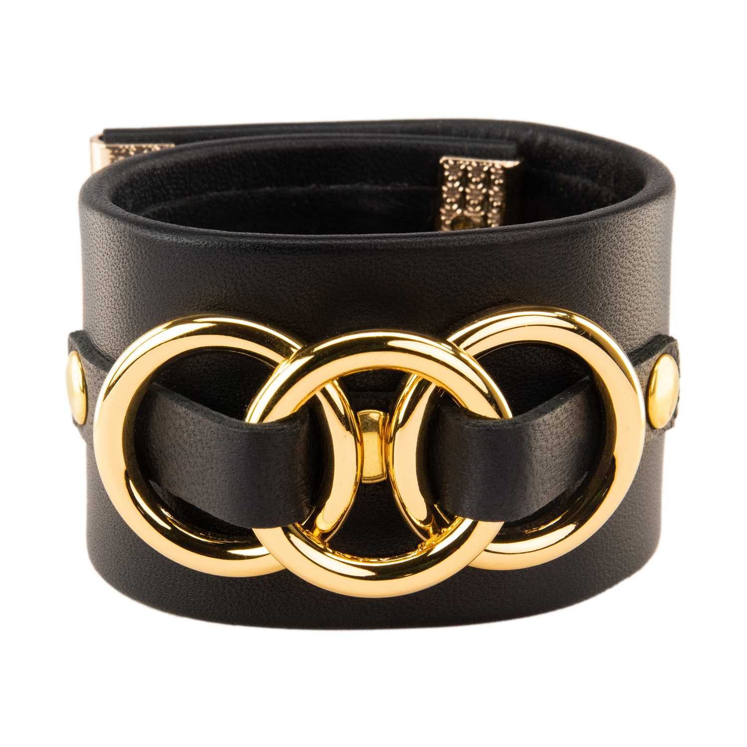 Asche & Gold Lederarmband Beatrice II Armband Cuff schwarz/gold edel S günstig online kaufen