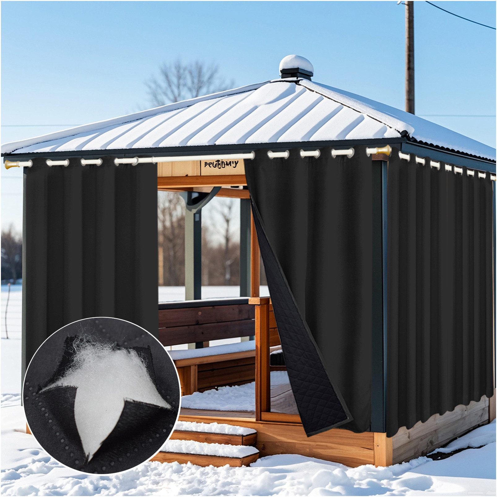 Jibenhome Outdoorgardine Outdoor Vorhang Wetterfest Wärmeisolierend Dicke G günstig online kaufen