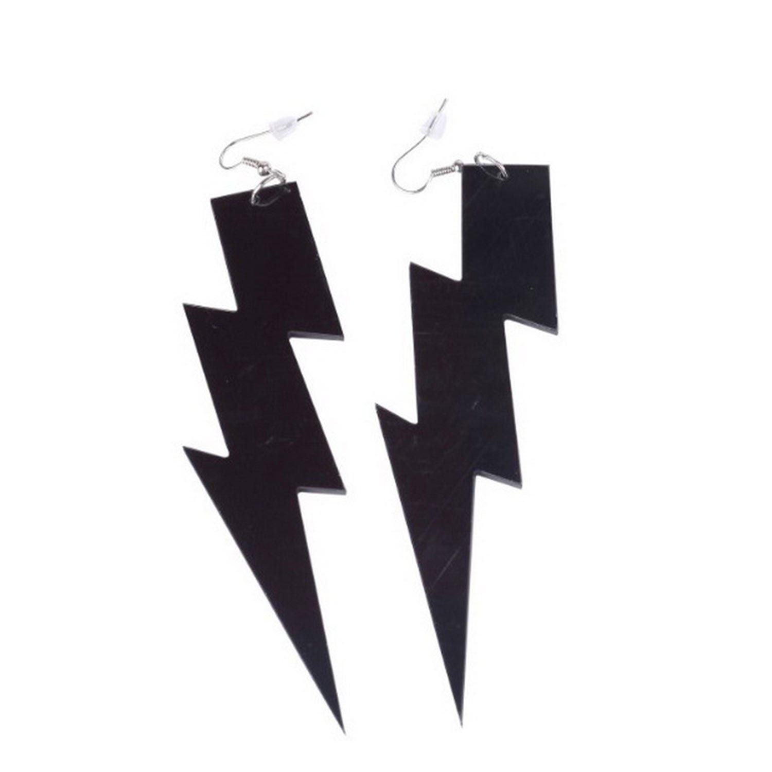 80er Jahre MAGICSHE Neon aus Acryl schwarz Ohrringe, Paar Blitzanhänger Ohrhänger