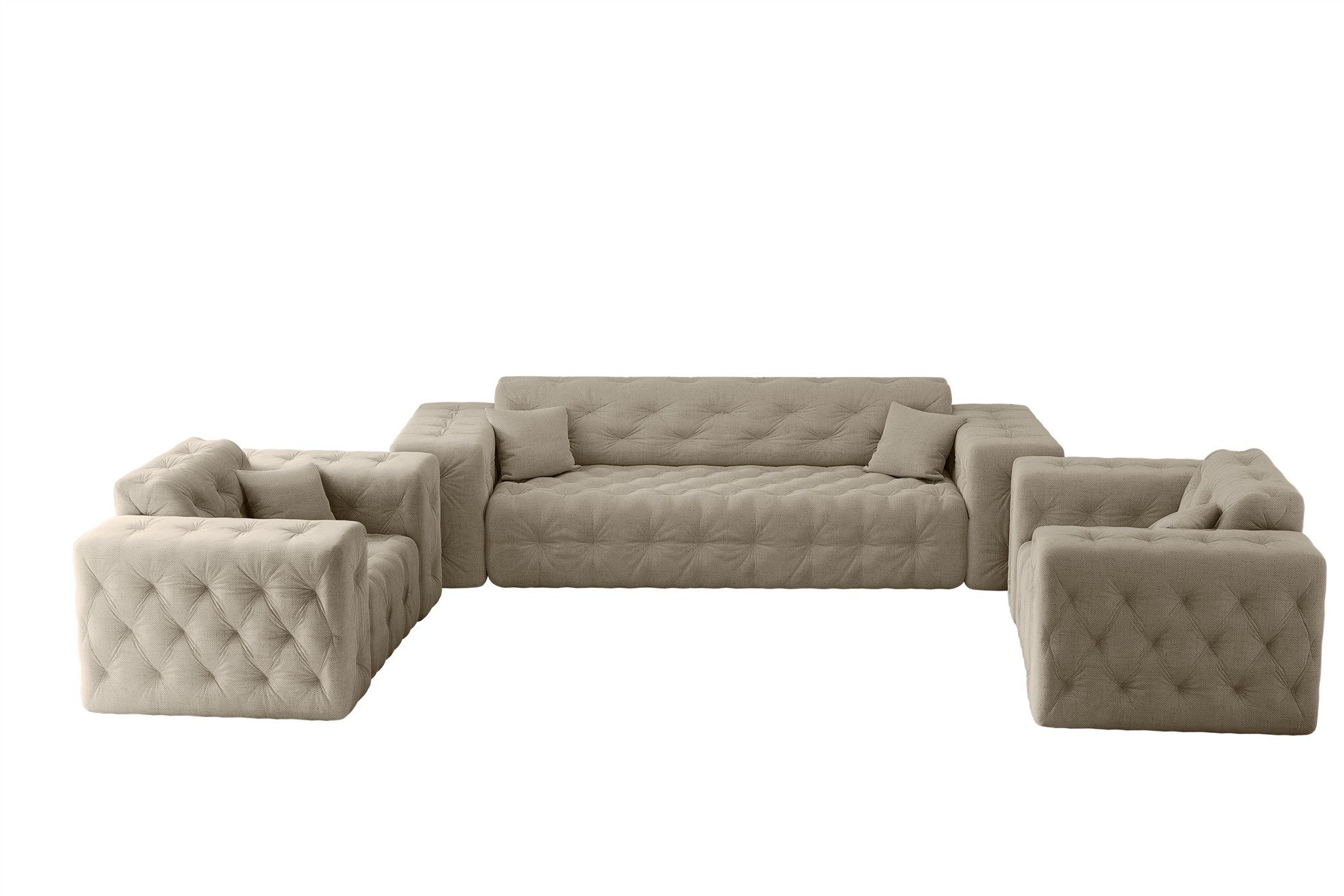 Fun Möbel Polstergarnitur Sofa-Set CHANTAL 3-1-1 Sofagarnitur in Stoff Moly, (alle Möbel mit Rundumbezug, auch als Set mit einem 2-Sitzer erhältlich), inklusive 3 Zierkissen